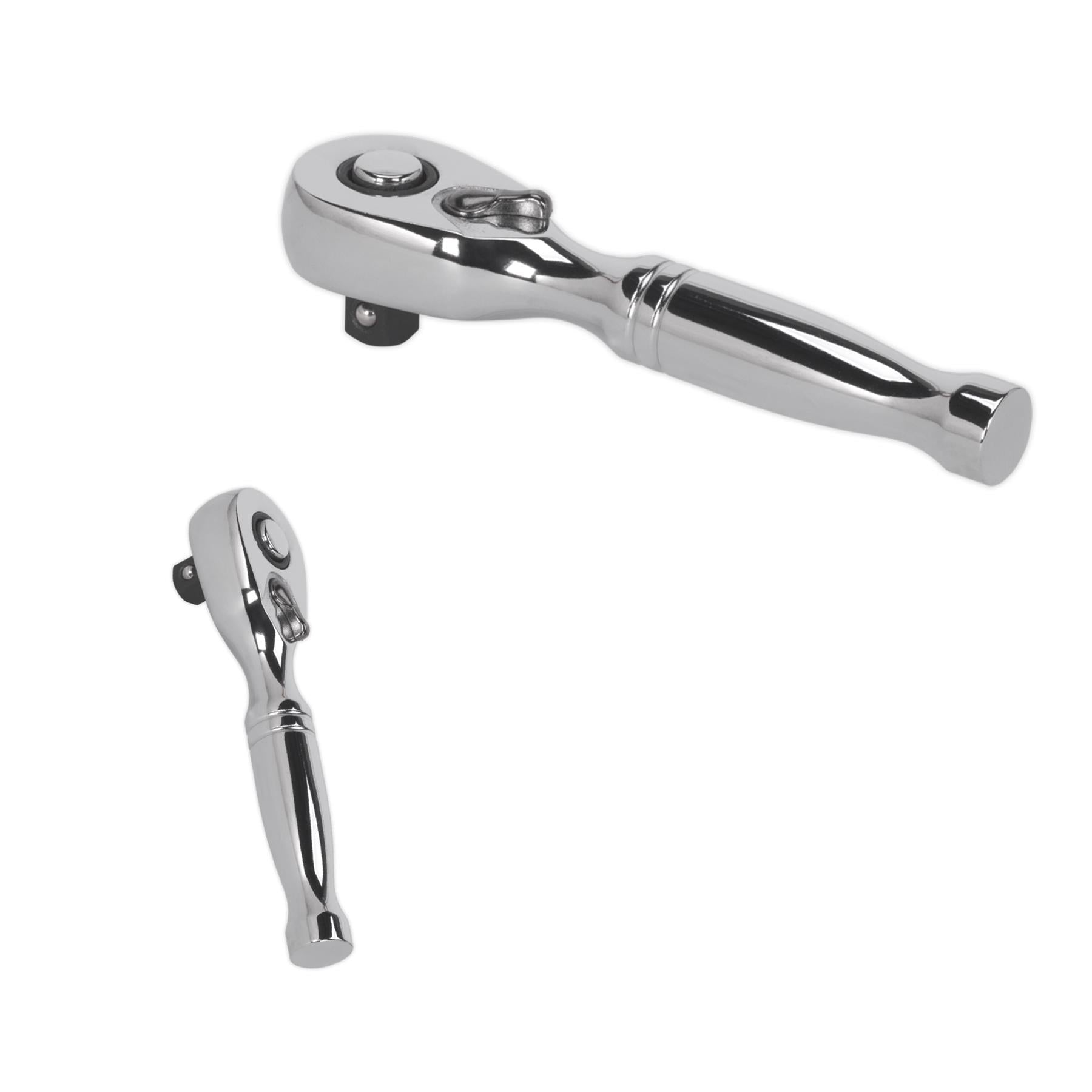 Sealey Stubby Ratchet Wrench 1/4"Sq Drive Pear-Head Flip Reverse