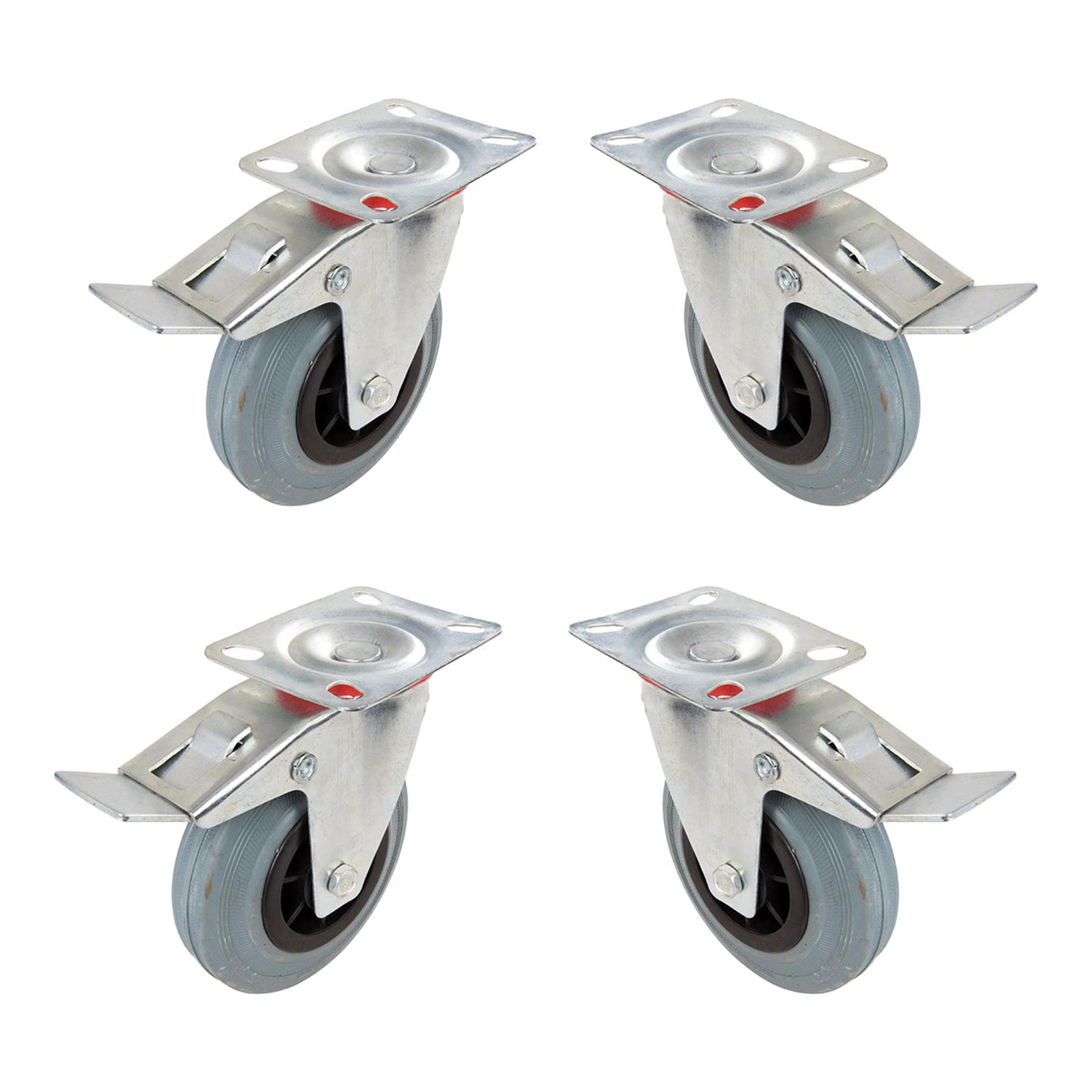 10 x Heavy Duty 125mm Rubber Swivel Castor Wheels Trolley Furniture Caster