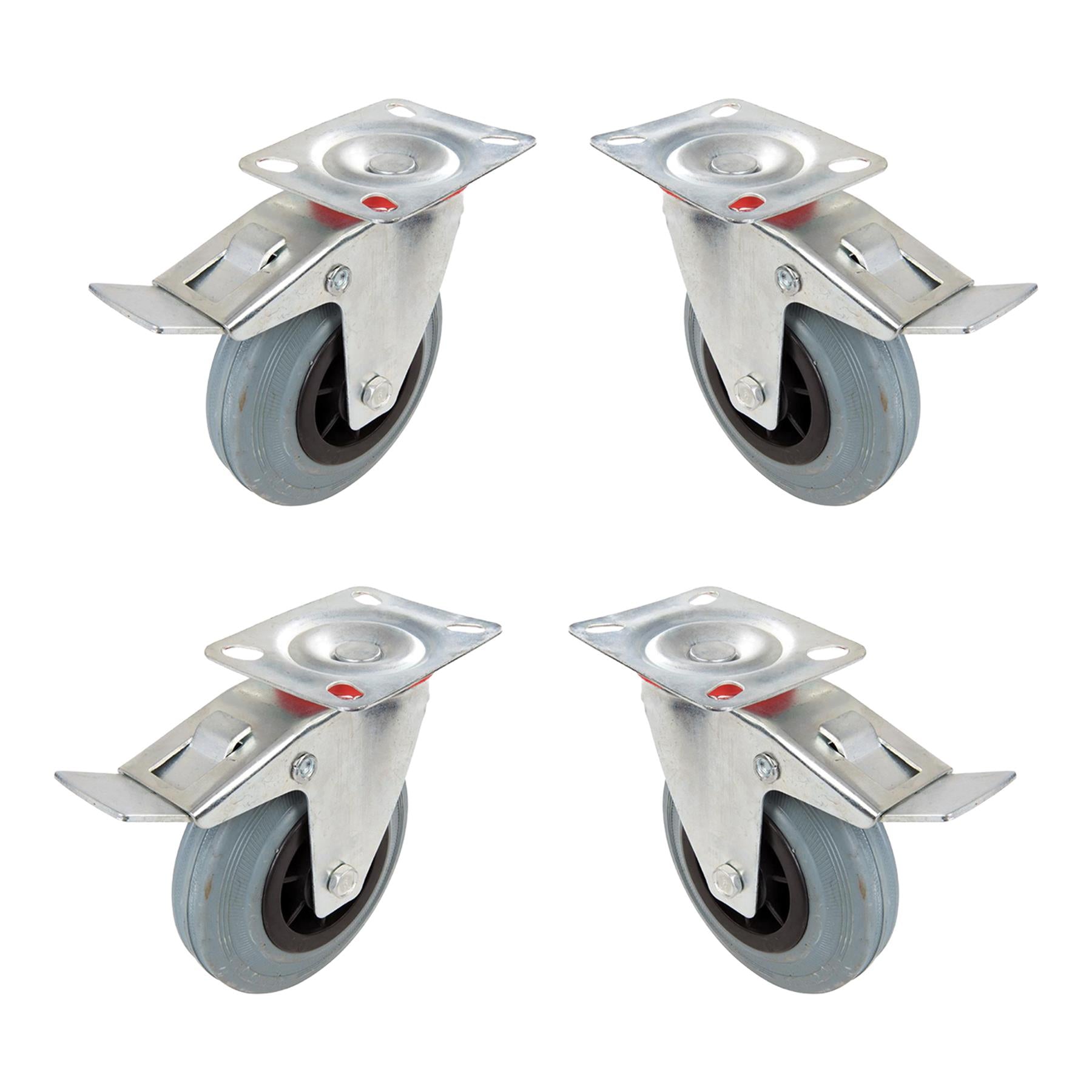 10 x Heavy Duty 125mm Rubber Swivel Castor Wheels Trolley Furniture Caster