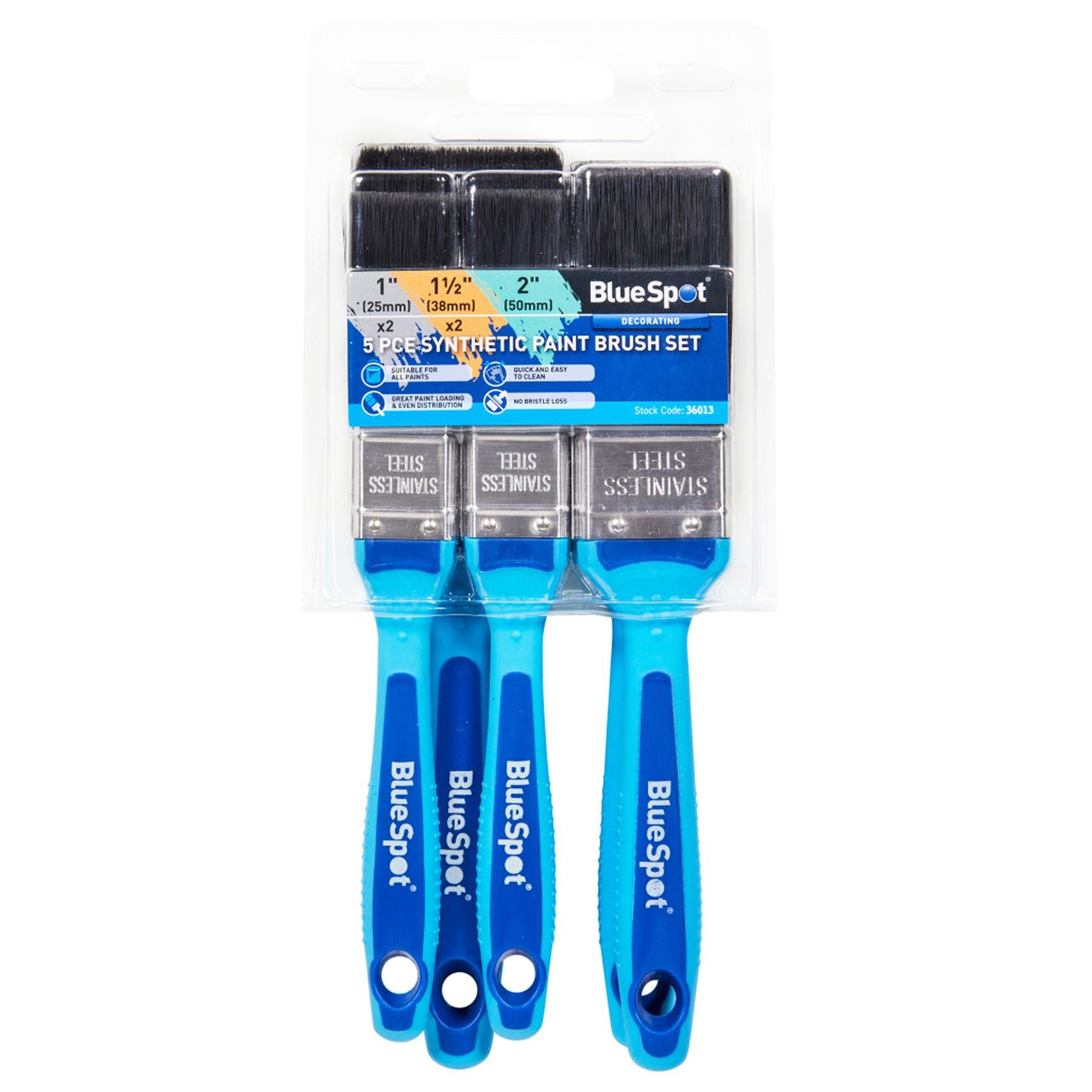 BlueSpot 5 PCE Synthetic Paint Brush Set With Soft Grip Handle