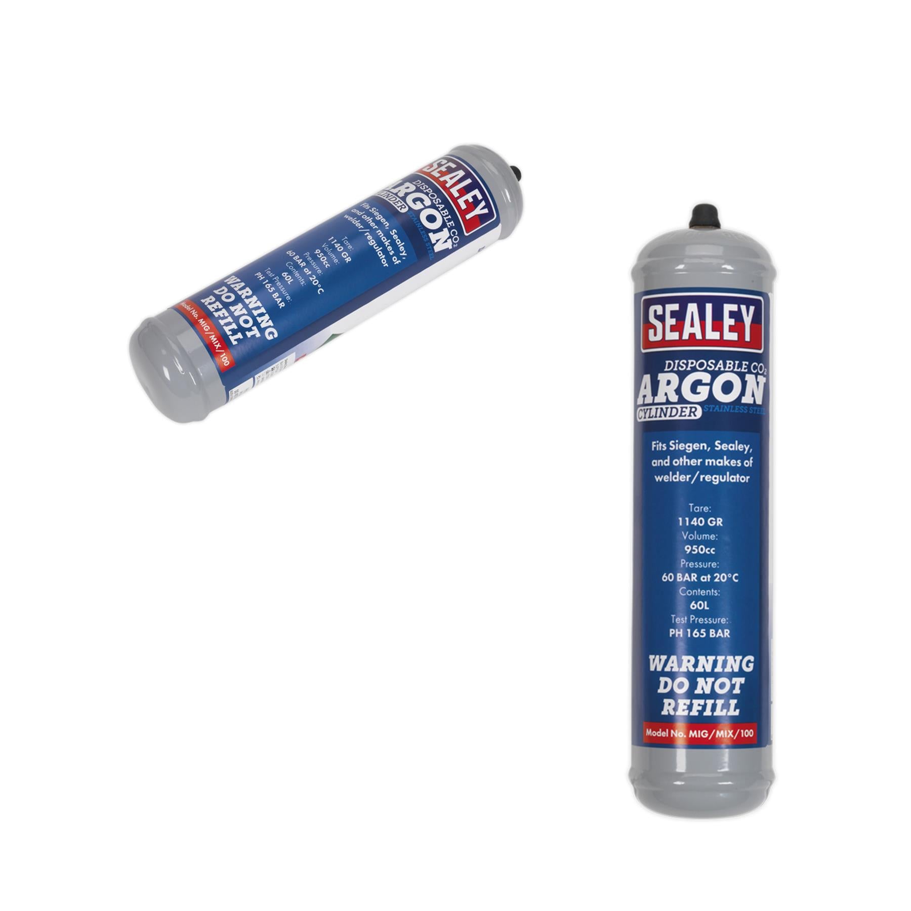 Sealey Gas Cylinder Disposable Carbon Dioxide/Argon 60L