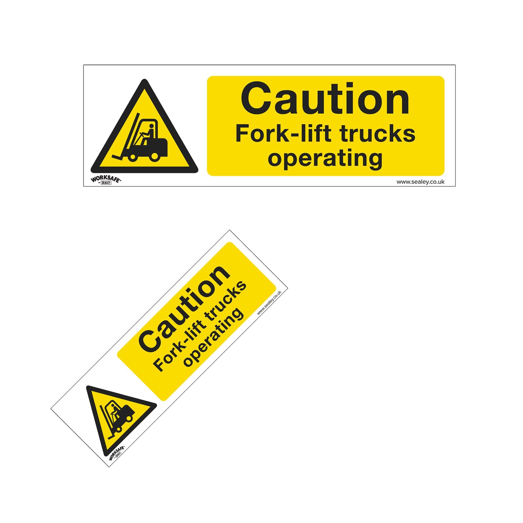 Sealey Safety Sign - Caution Fork-Lift Trucks -Self-Adhes. Pk of 10