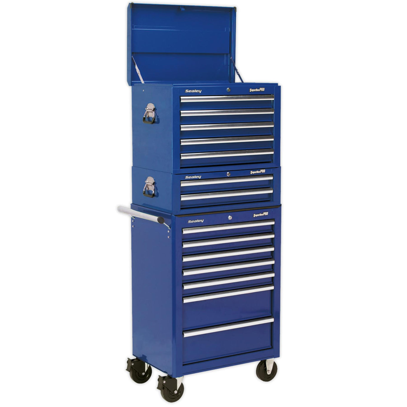 Sealey Topchest, Mid-Box & Rollcab Combination 14 Drawer - Blue