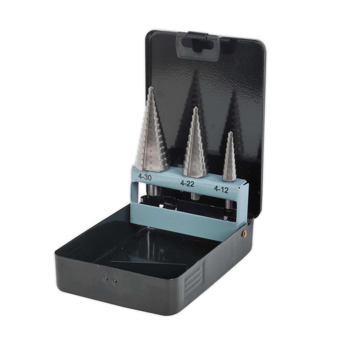 Sealey 3pc Step Drill Bit Set HSS 4341 Double Straight Flute 4-30mm AK4746