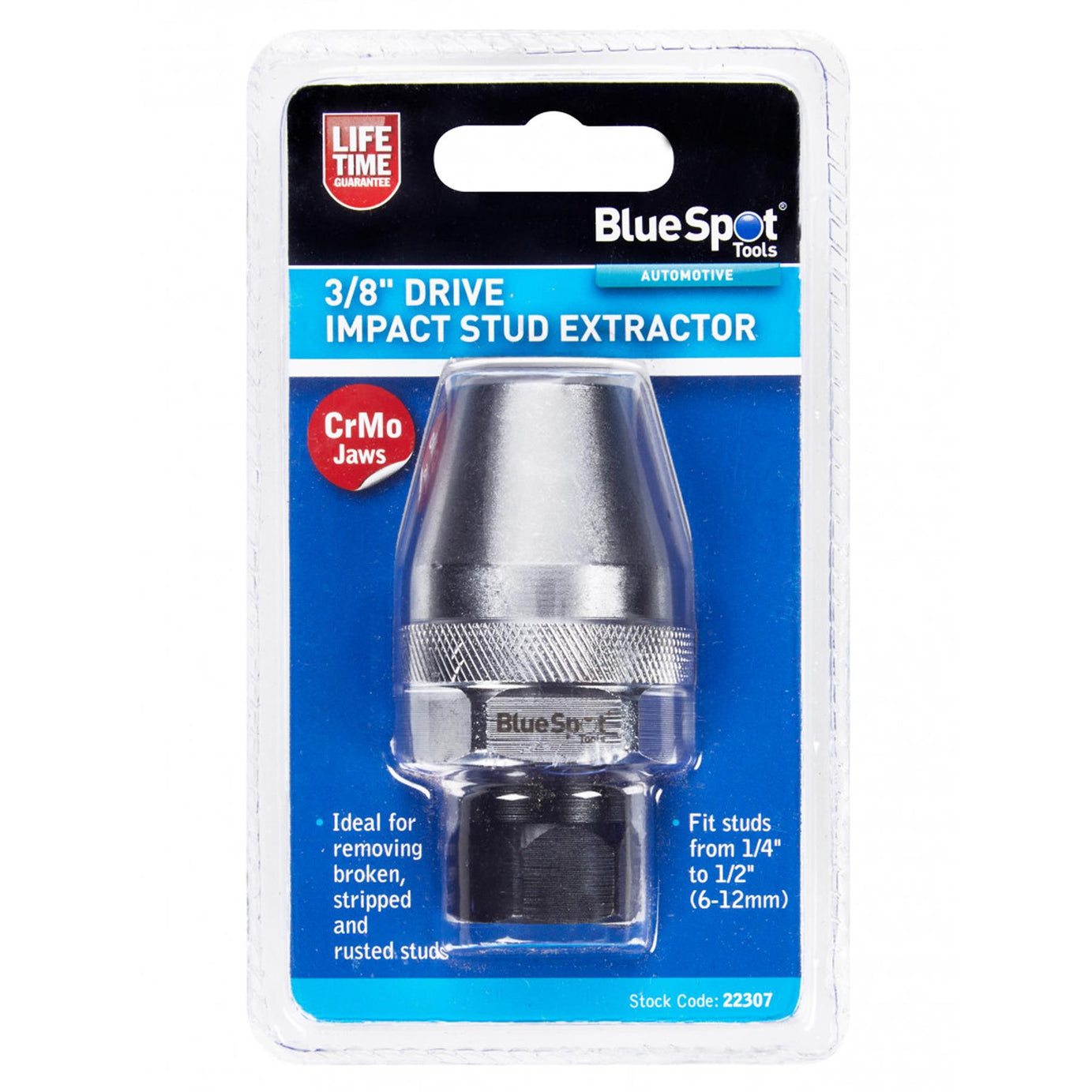 BlueSpot Impact Stud Extractor Bolt Remover Stripped Bolts 6mm-12mm 3/8"