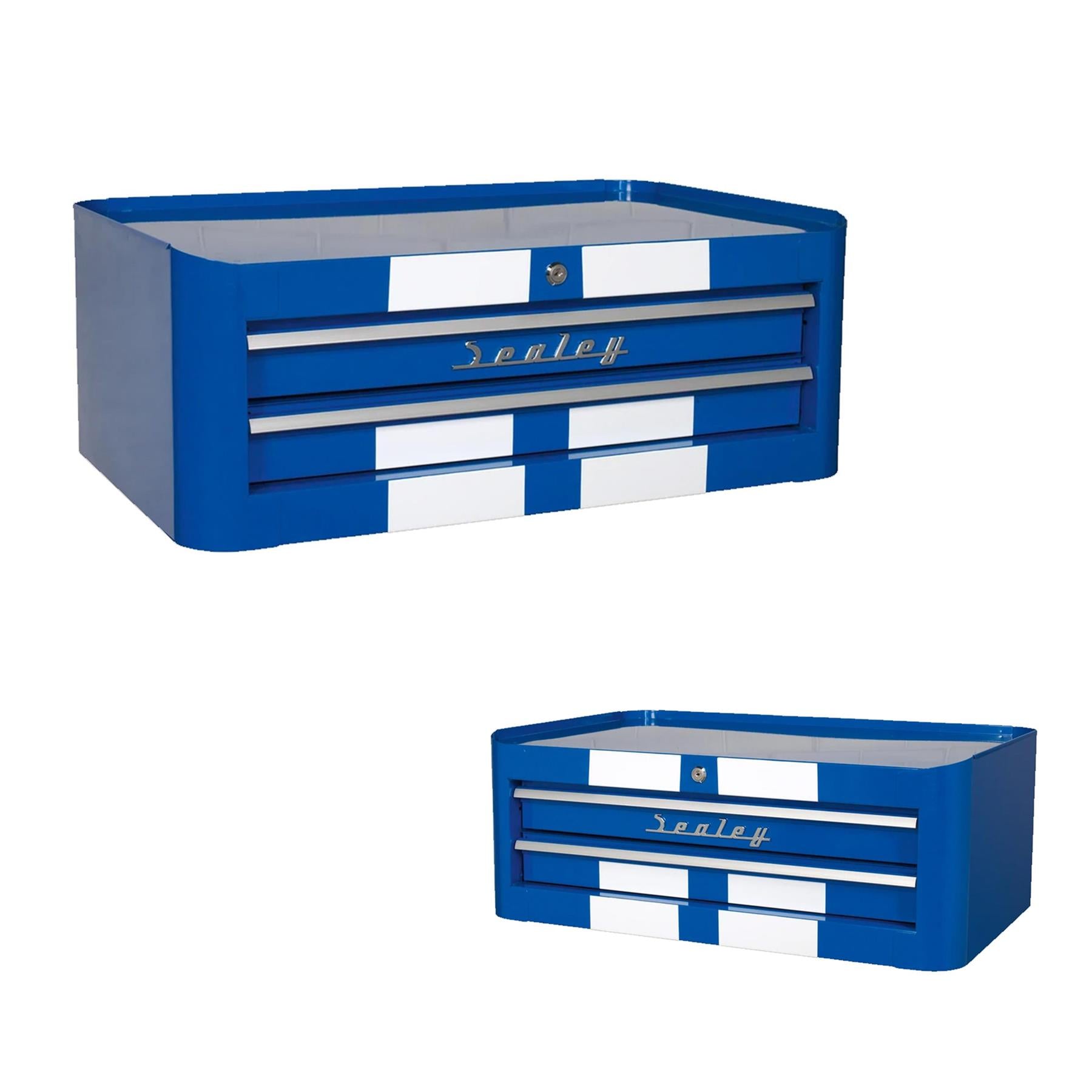 Sealey Mid-Box 2 Drawer Retro Style - Blue with White Stripes