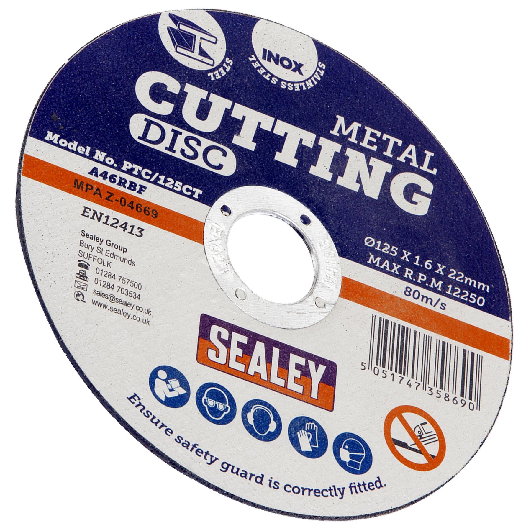 Sealey Cutting Disc 125 x 1.6mm 22mm Bore Stainless steel
