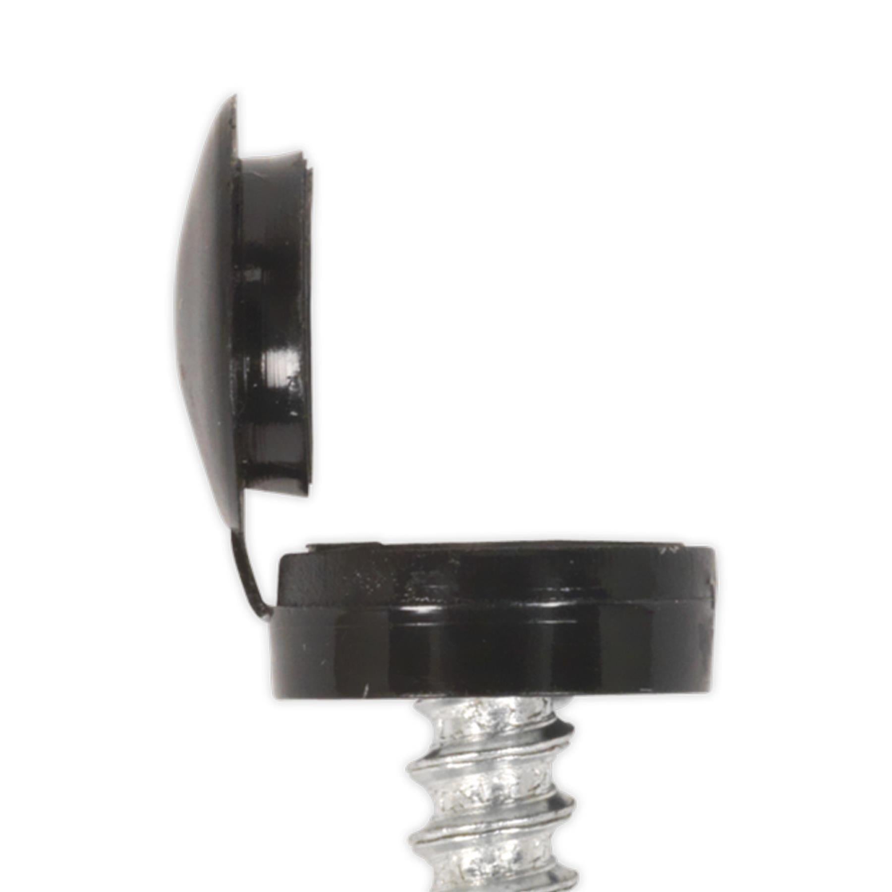 Sealey Numberplate Screw & Flip Cap 4.2 x 19mm Black Pack of 50