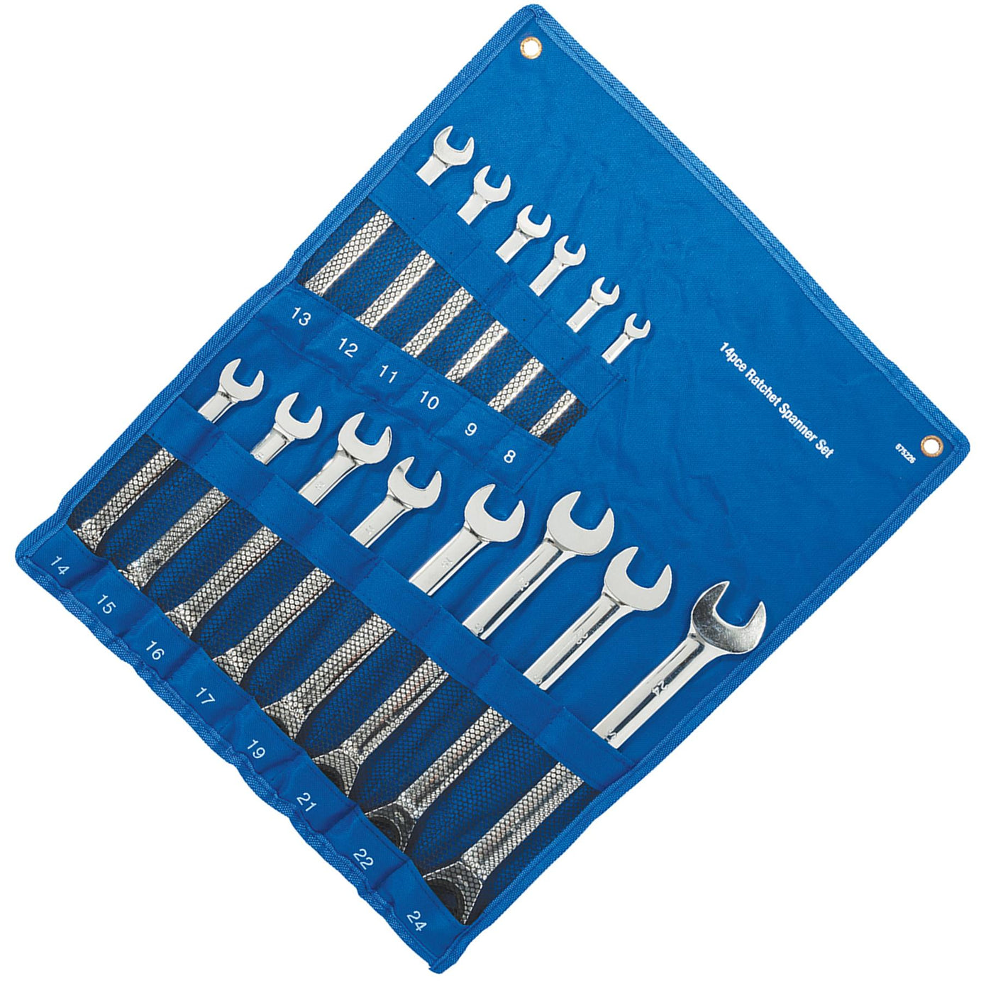 14Pce Fixed Head Ratchet Spanner Set 8mm - 24mm Polished 40Cr Alloy Steel