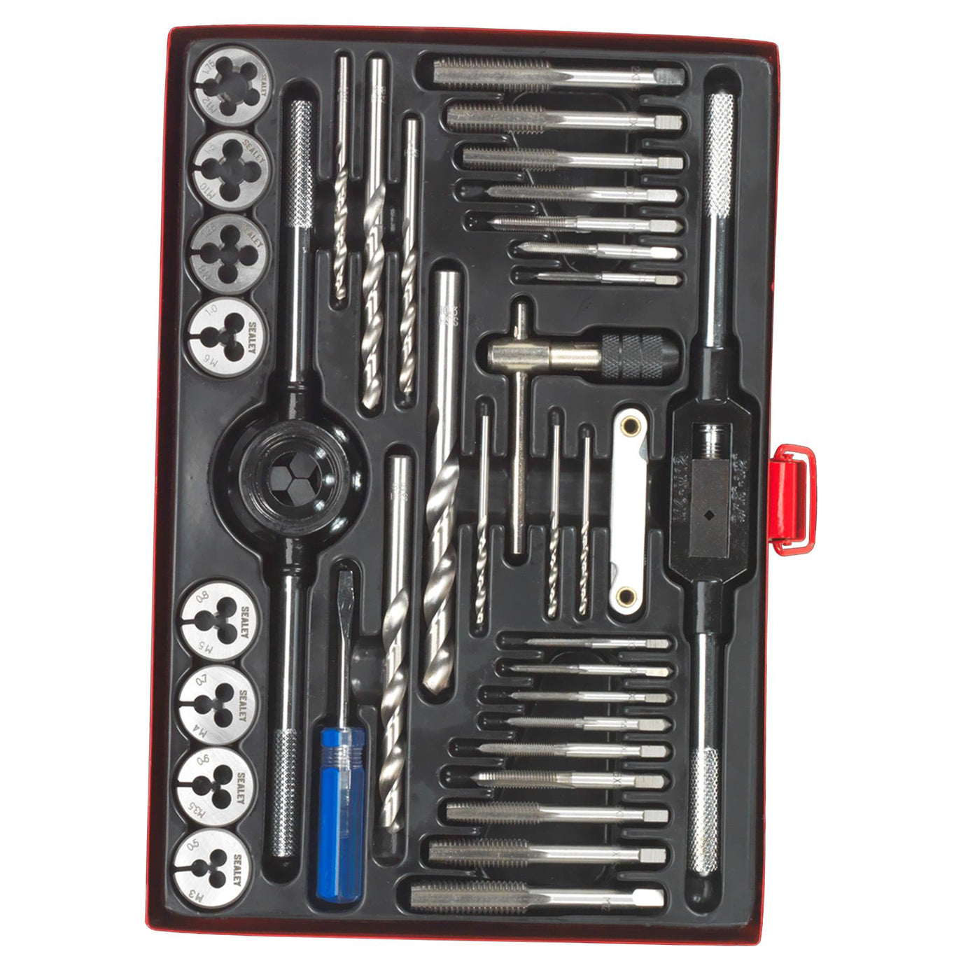 Sealey 37pc Tap and Die Set Split Dies Metric Thread Cutting Tool M3 - M12 Steel