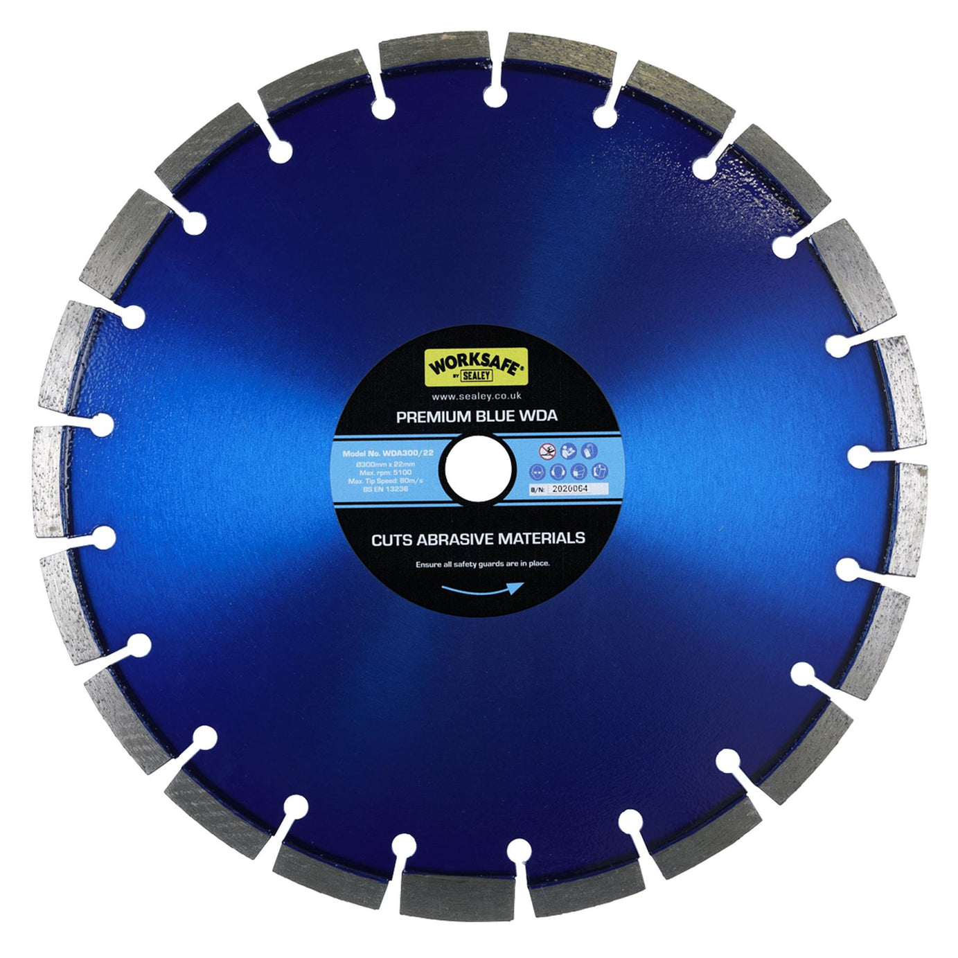 Premium Blue WDA Diamond Blade 300 x 22mm. Sealey