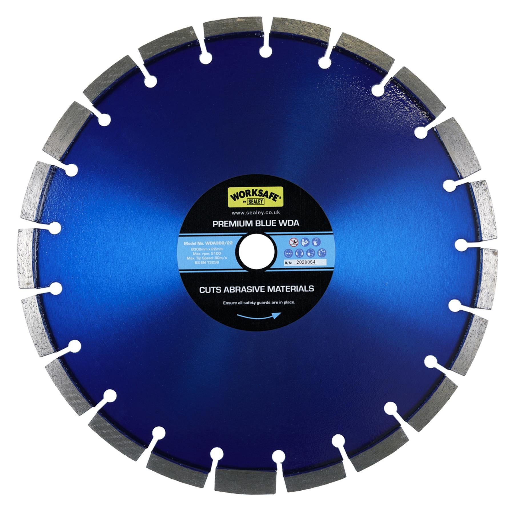 Premium Blue WDA Diamond Blade 300 x 22mm. Sealey