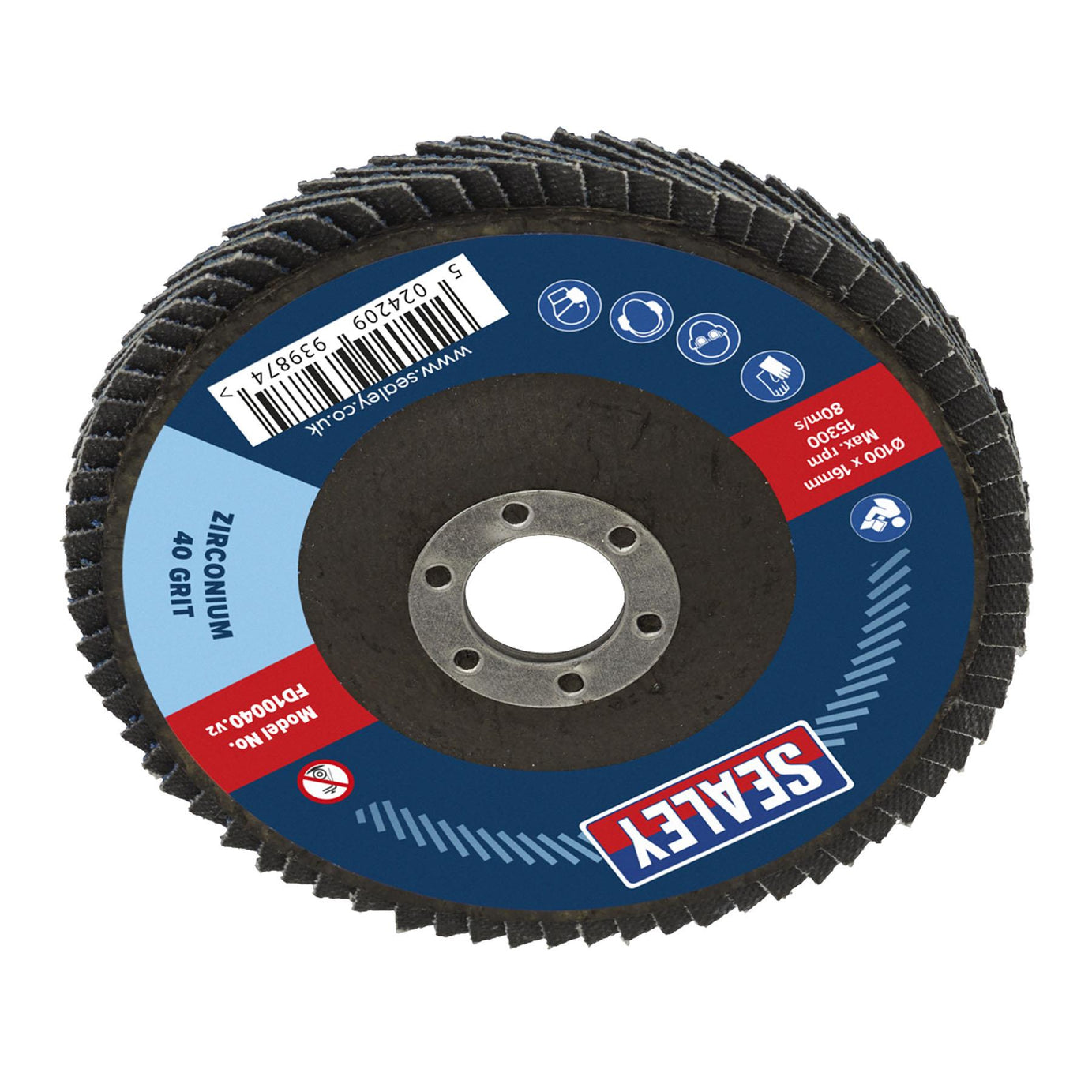 Sealey Flap Disc Zirconium �100mm 16mm Bore 60Grit