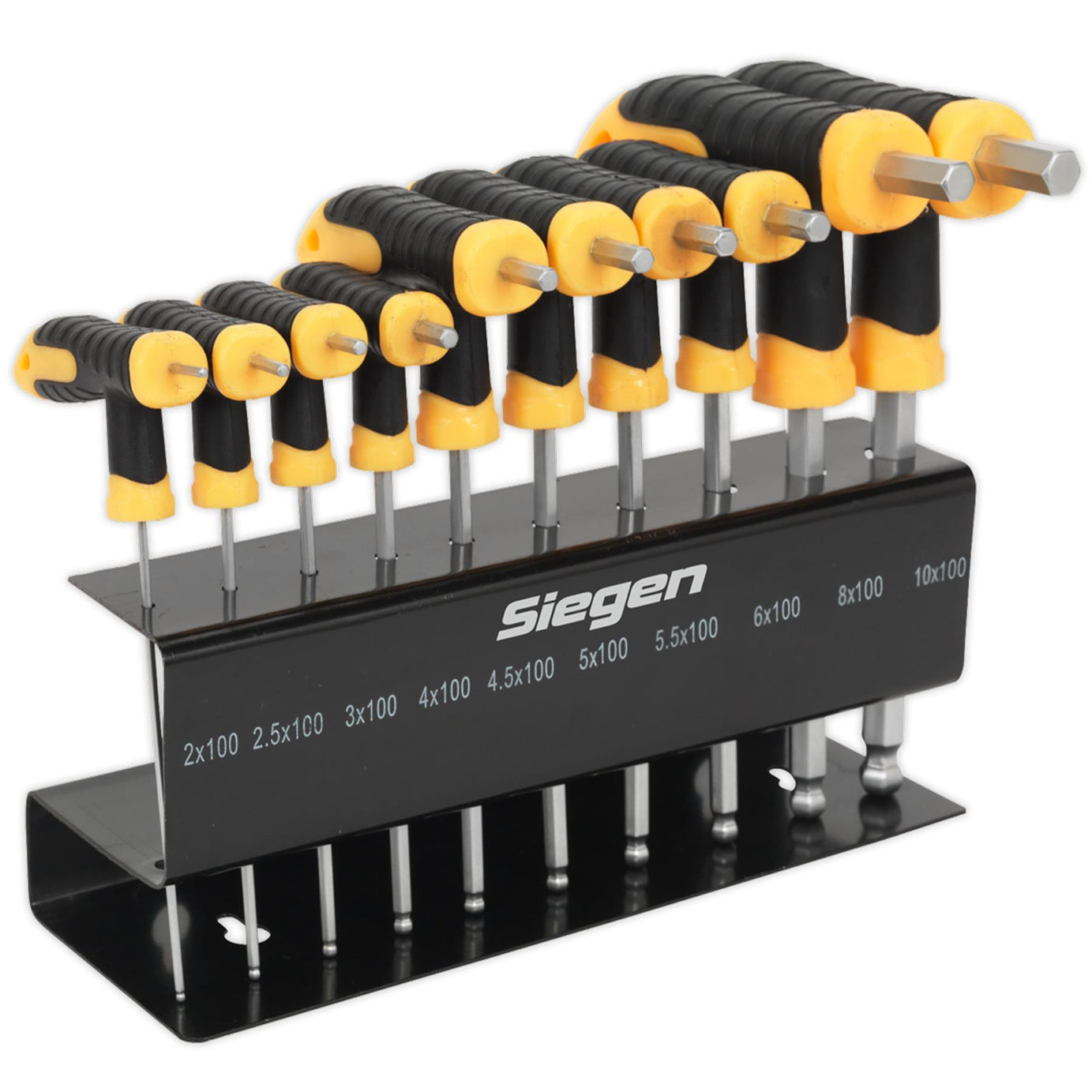 Siegen 10pc T-Handle Ball-End Hex Allen Key Set in Metal Stand 2-10mm