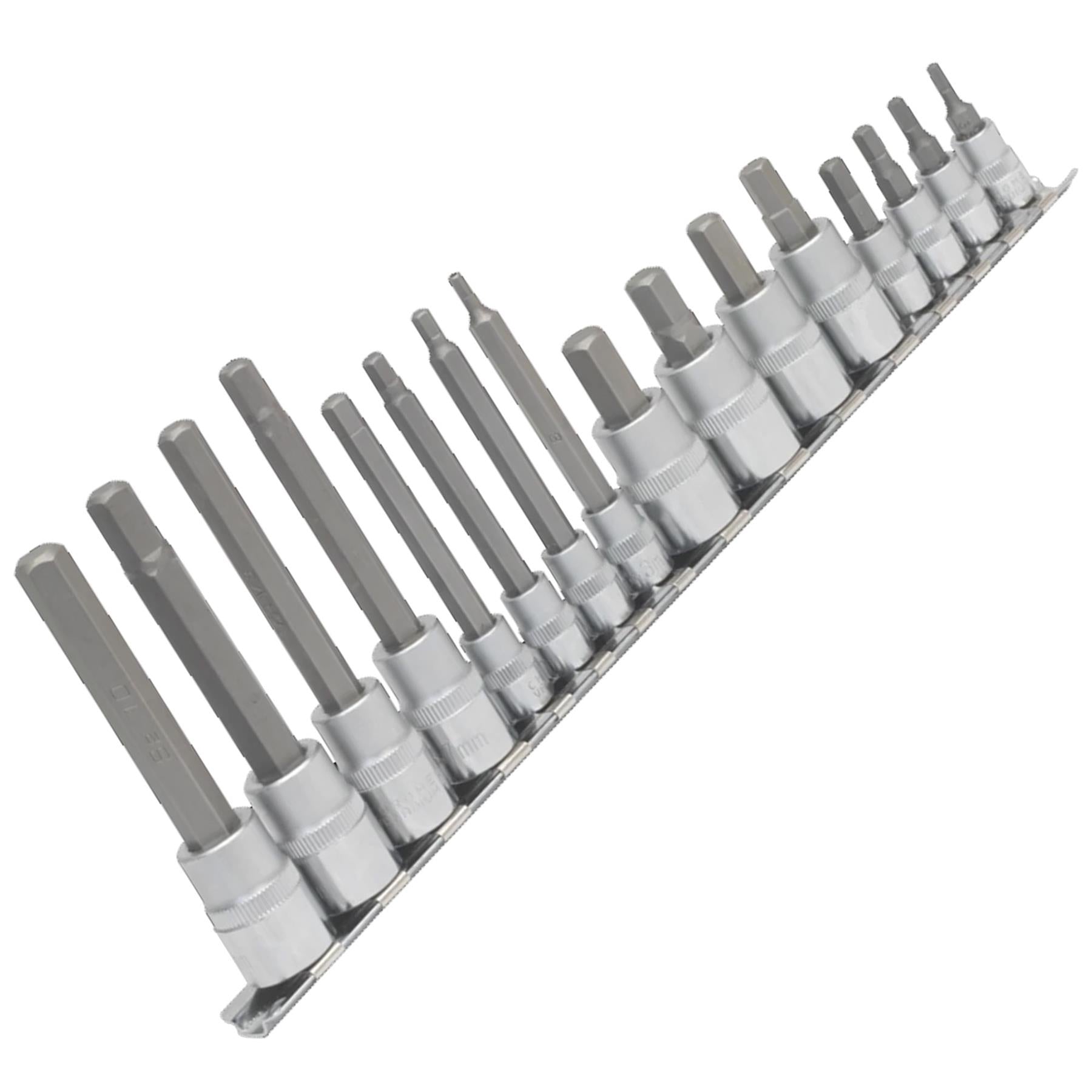 Sealey Hex Socket Bit Set 16pc 1/4" & 3/8"Sq Drive