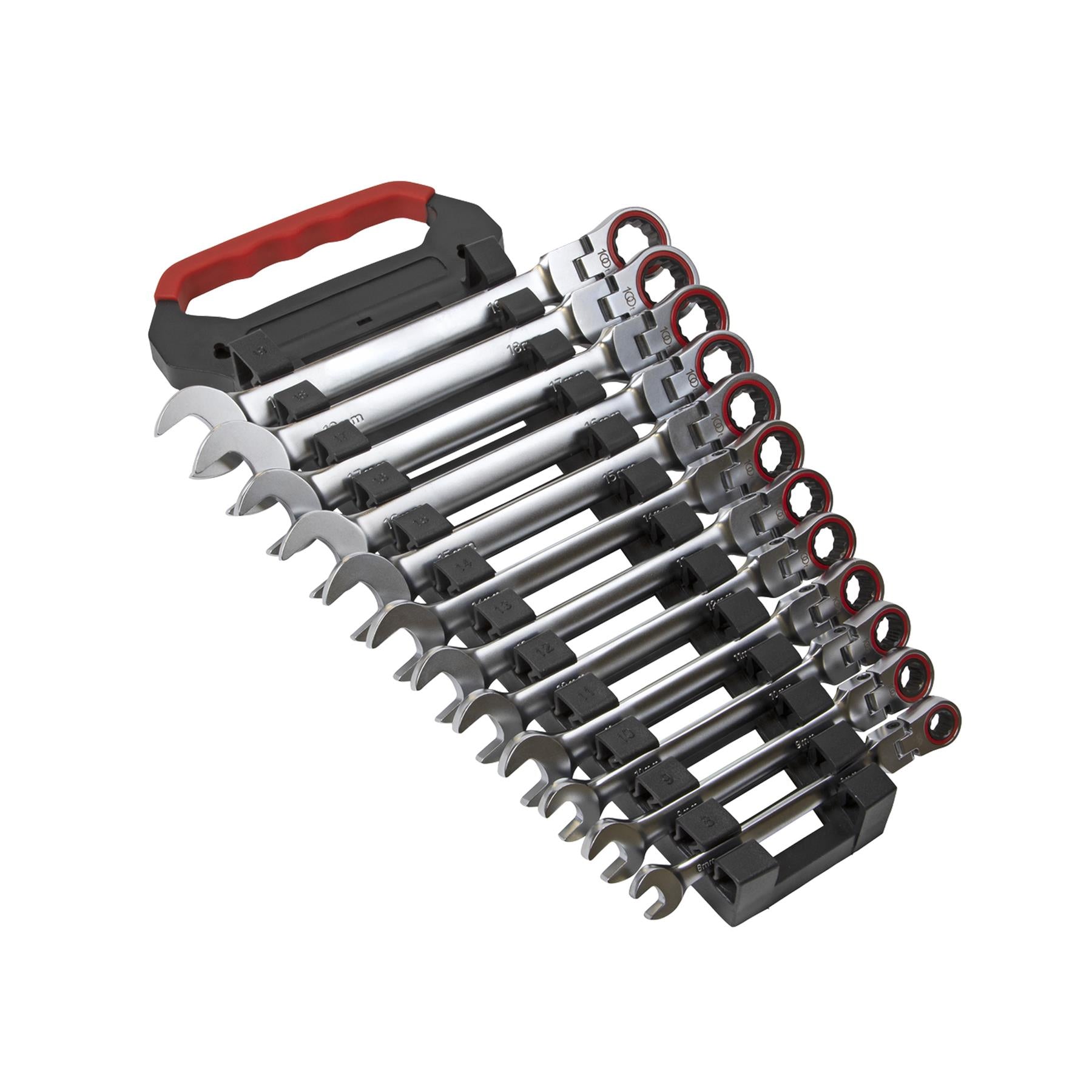 Sealey Flexi-Head Ratchet Combination Spanner Set 12pc Metric Platinum Series