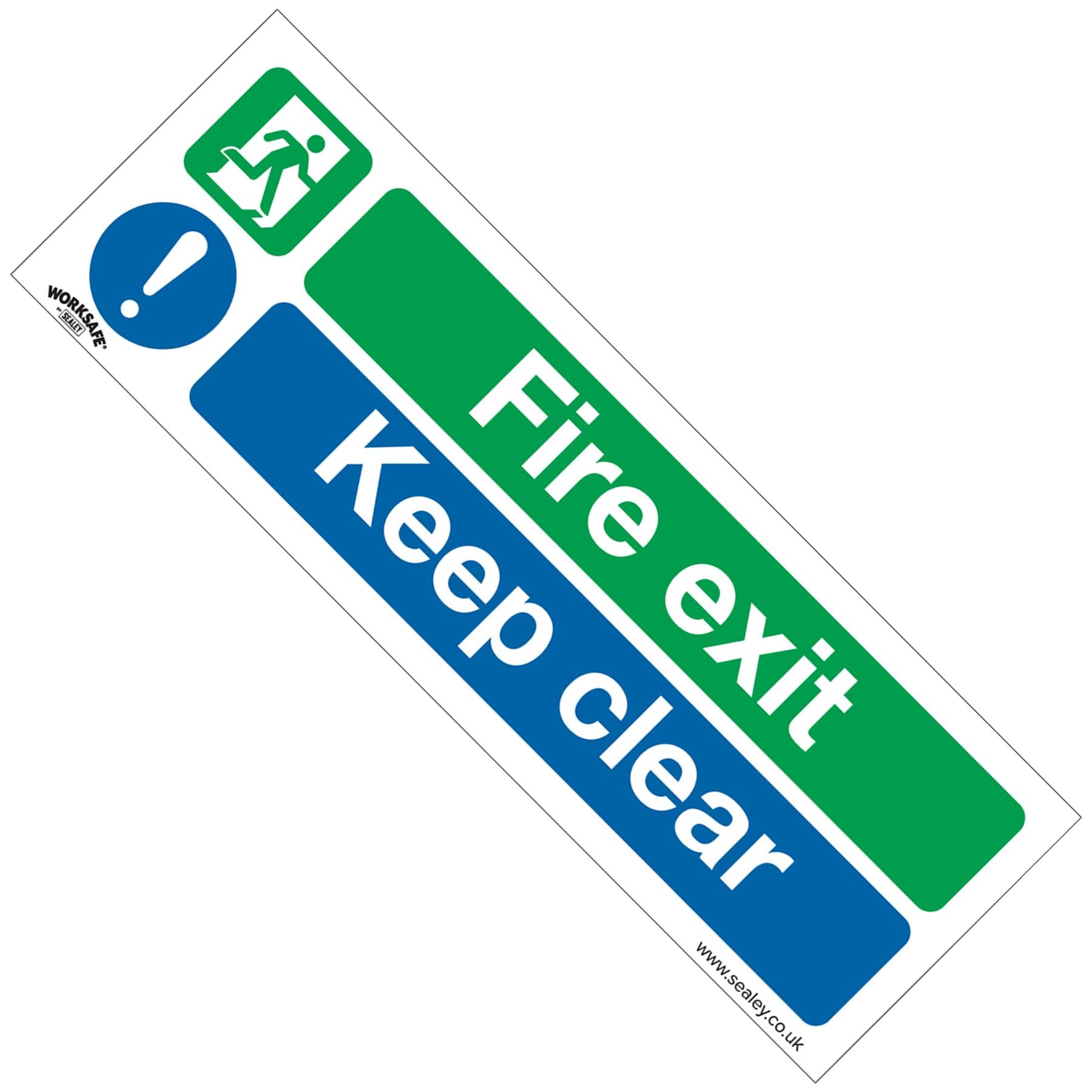 Sealey Safety Sign - Fire Exit Keep Clear - Rigid Plastic-Pk of 10