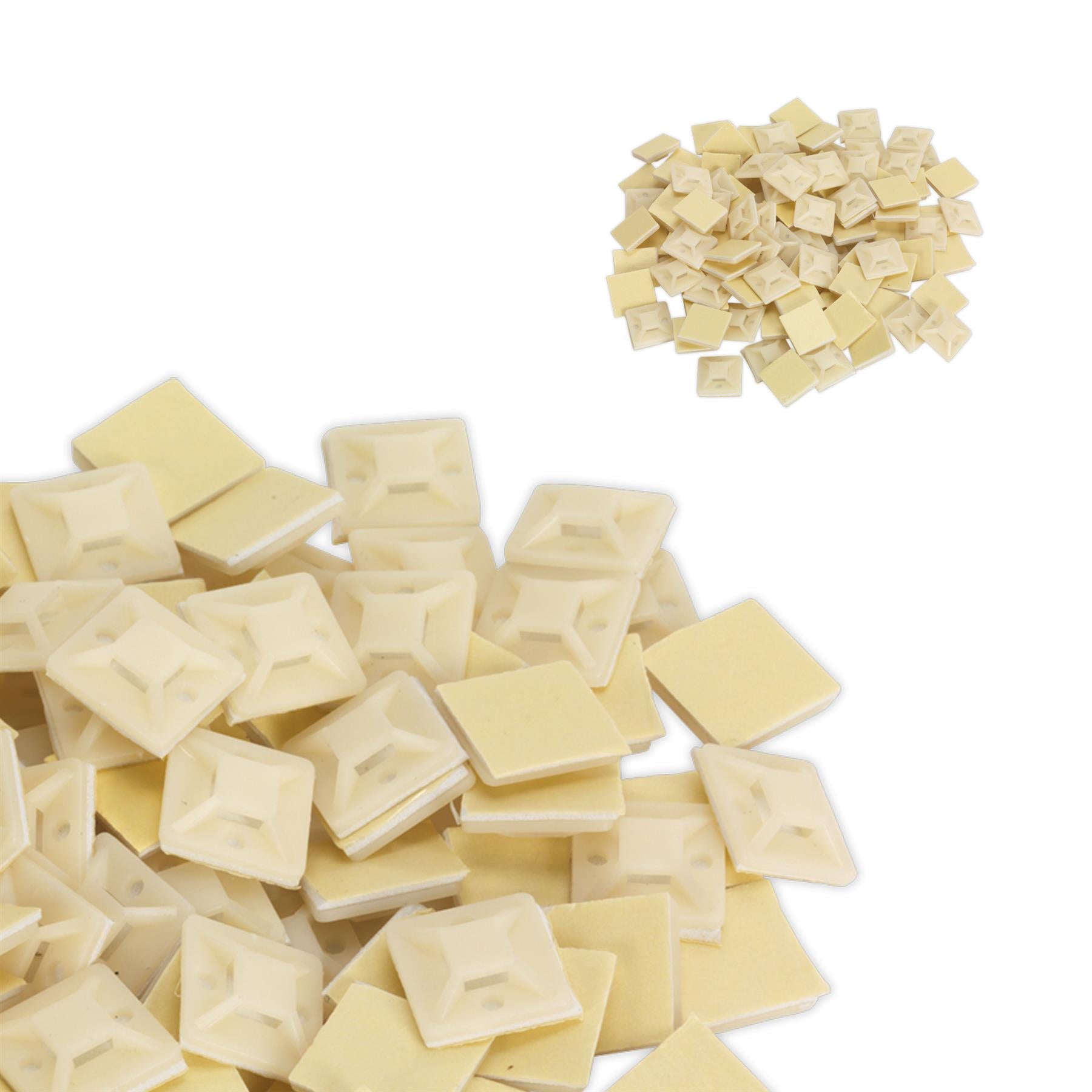 Sealey Self-Adhesive Cable Tie Mount 20 x 20mm White Pack of 100