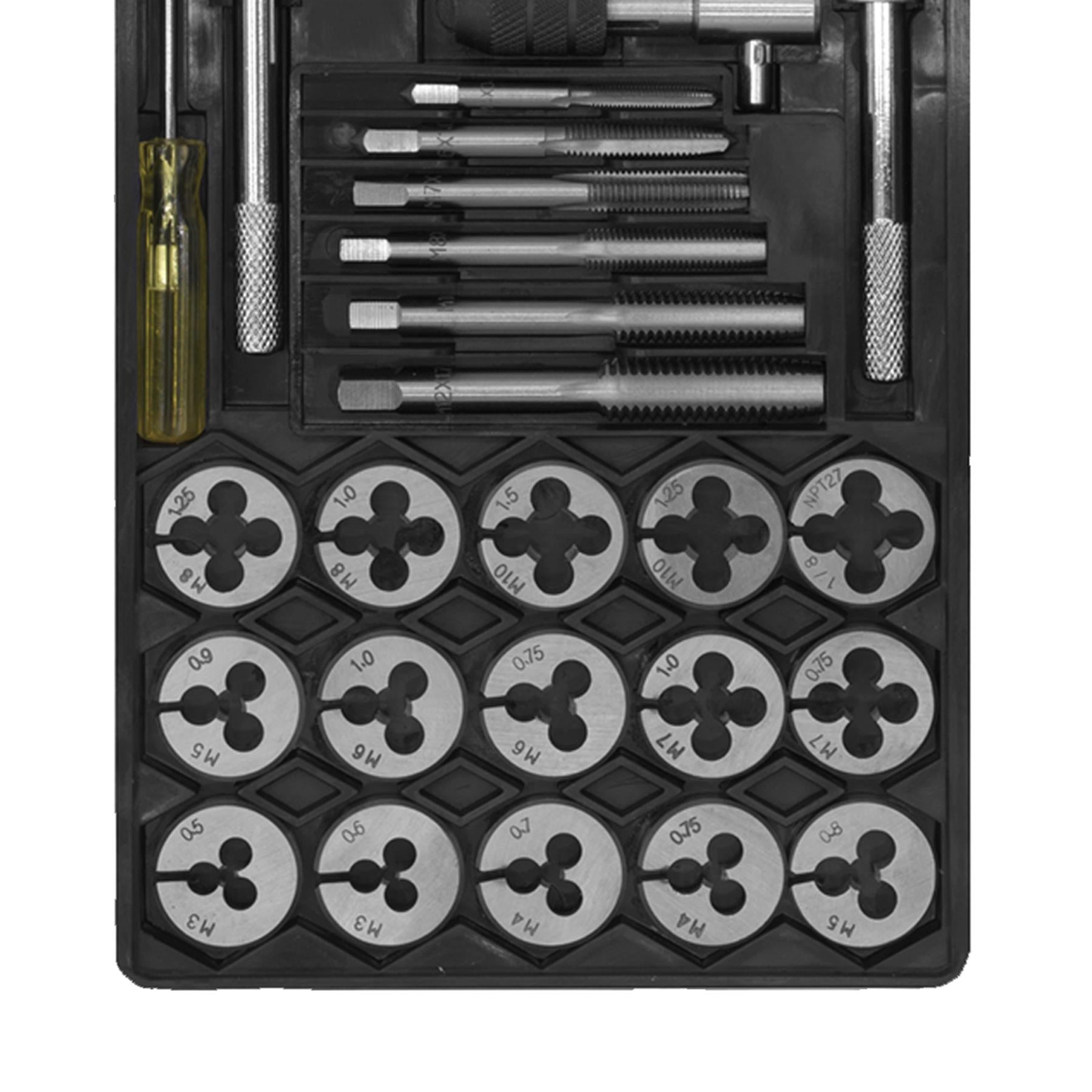 Sealey 40pc Metric Tap and Die Set Split Dies Alloy Steel M3 - M12