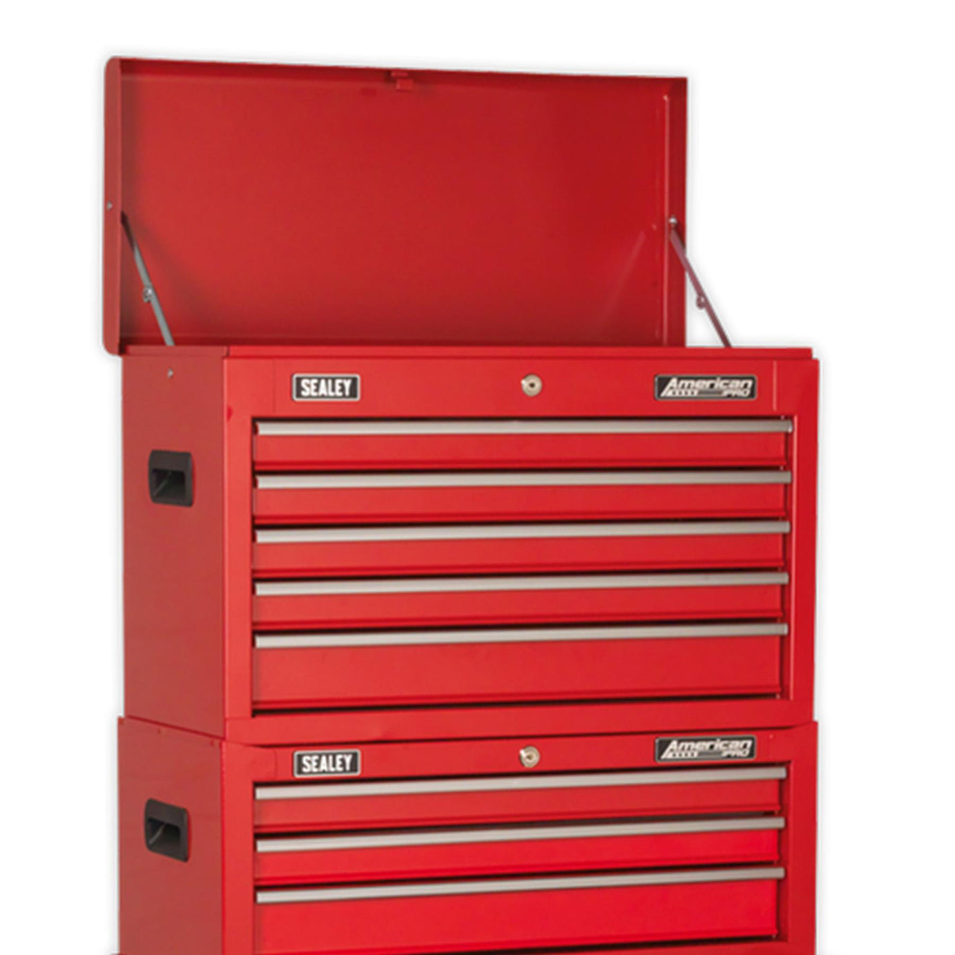 Sealey Topchest, Mid-Box & Rollcab 14 Drawer Stack - Red