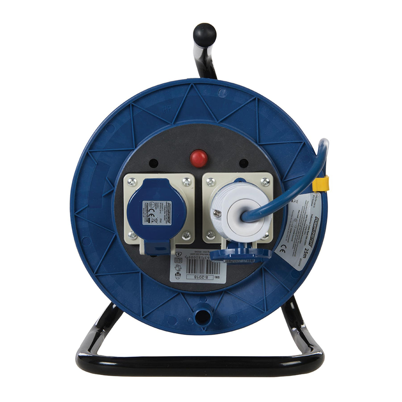 Industrial Cable Reel 16A 230V Freestanding 2Gang 25m ThermalOverload Protection