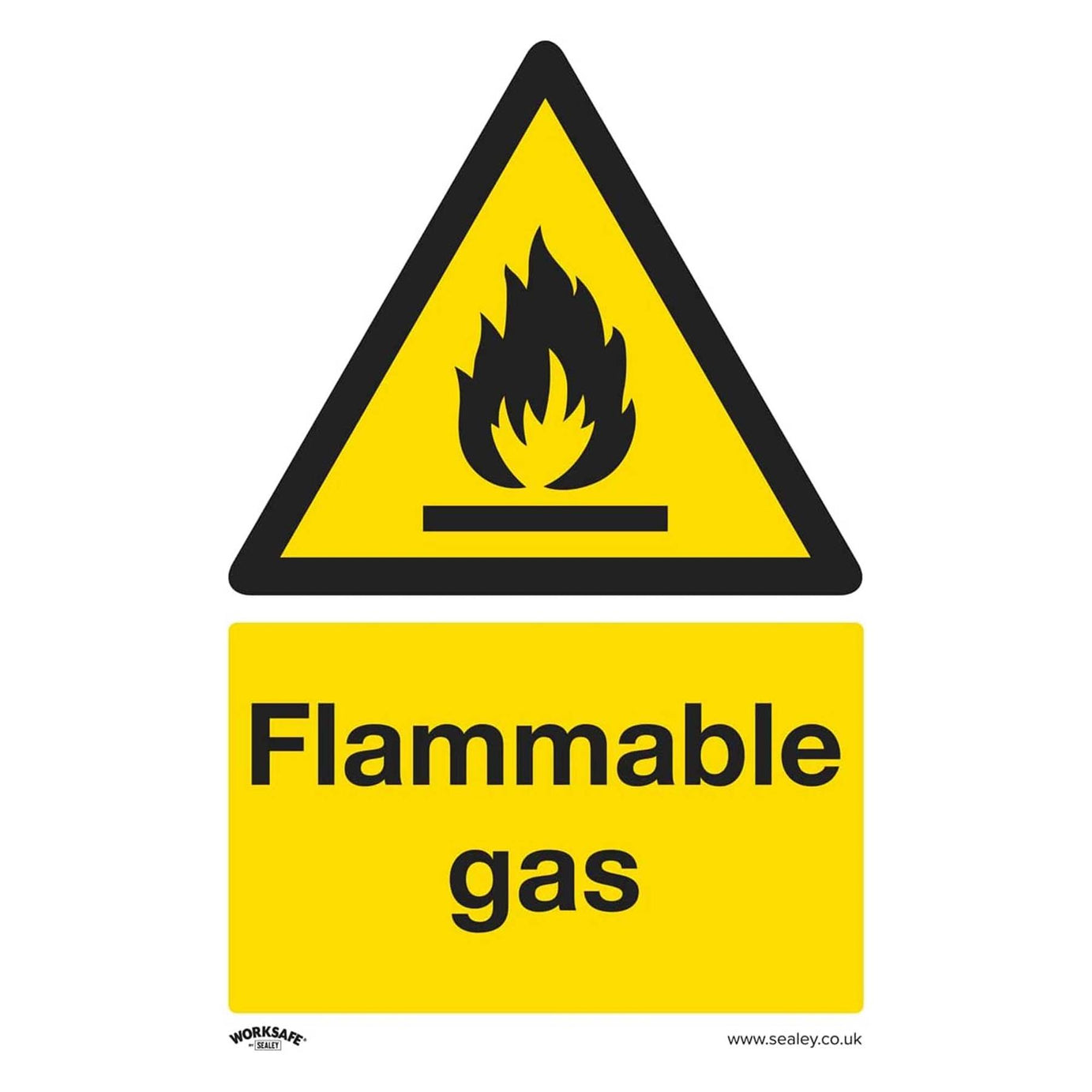 Sealey Warning Safety Sign - Flammable Gas - Rigid Plastic - Pack of 10