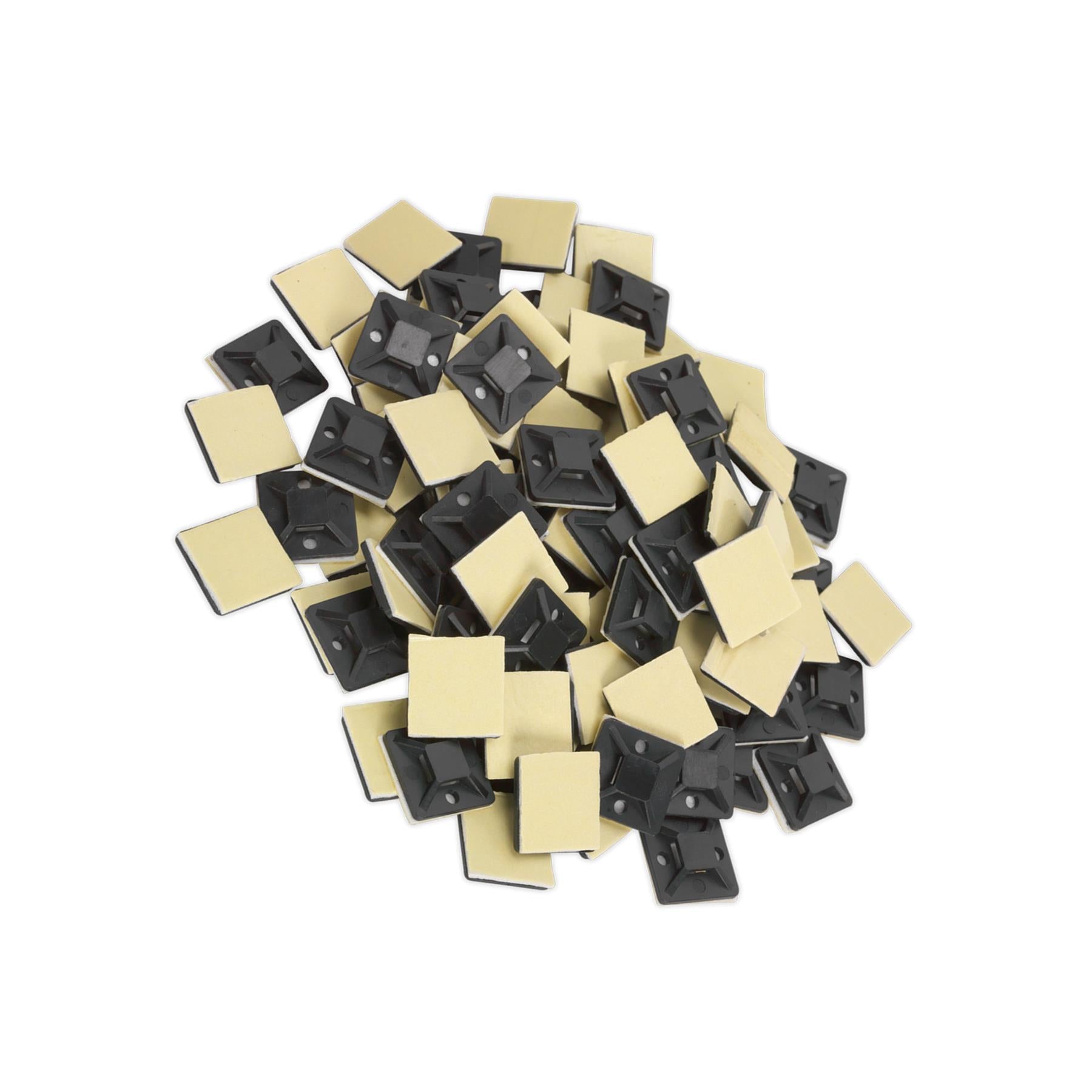 Sealey Self-Adhesive Cable Tie Mount 20 x 20mm Black Pack of 100
