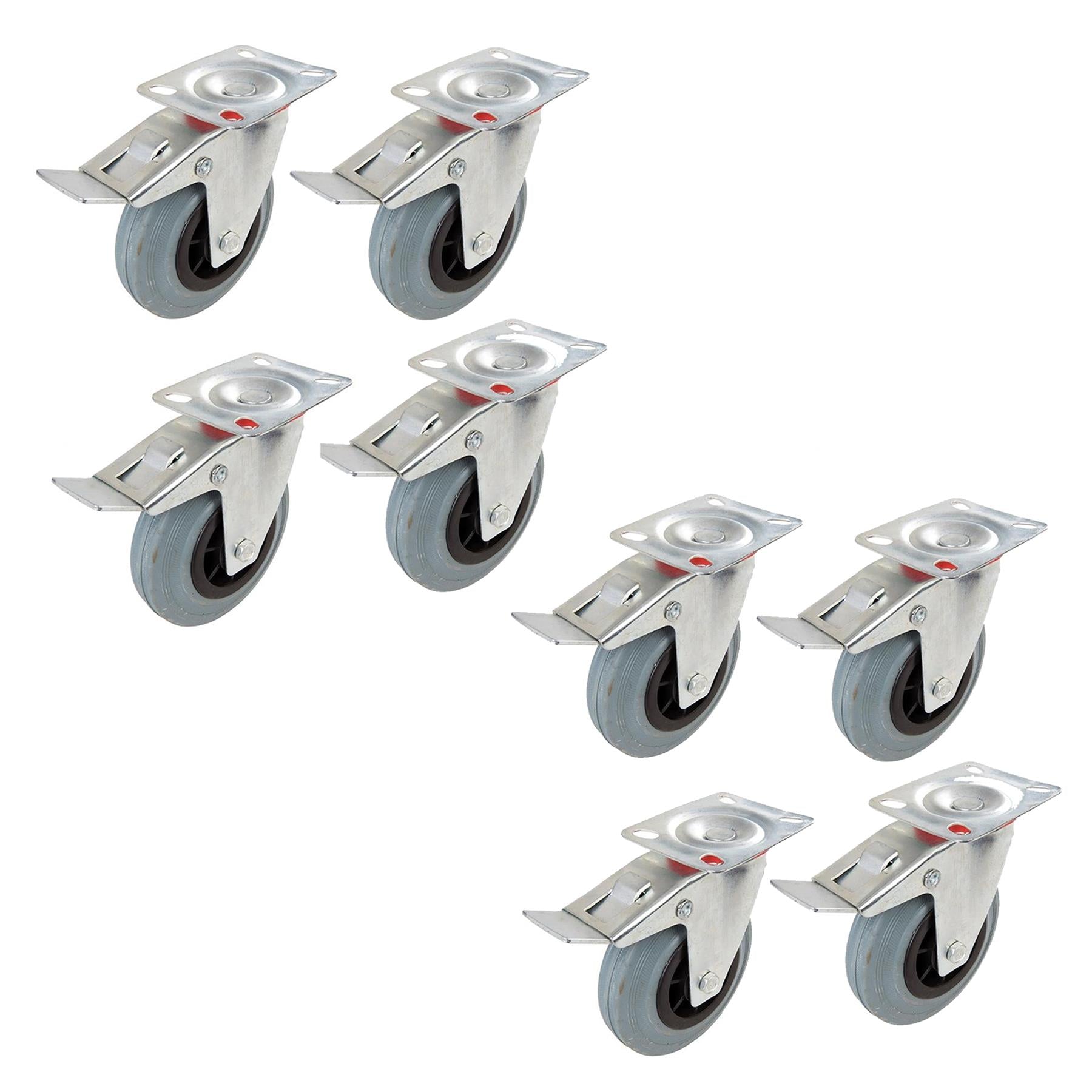 Heavy Duty Swivel Rubber Castor Caster Wheels Cart Wheel 125mm 8 PC