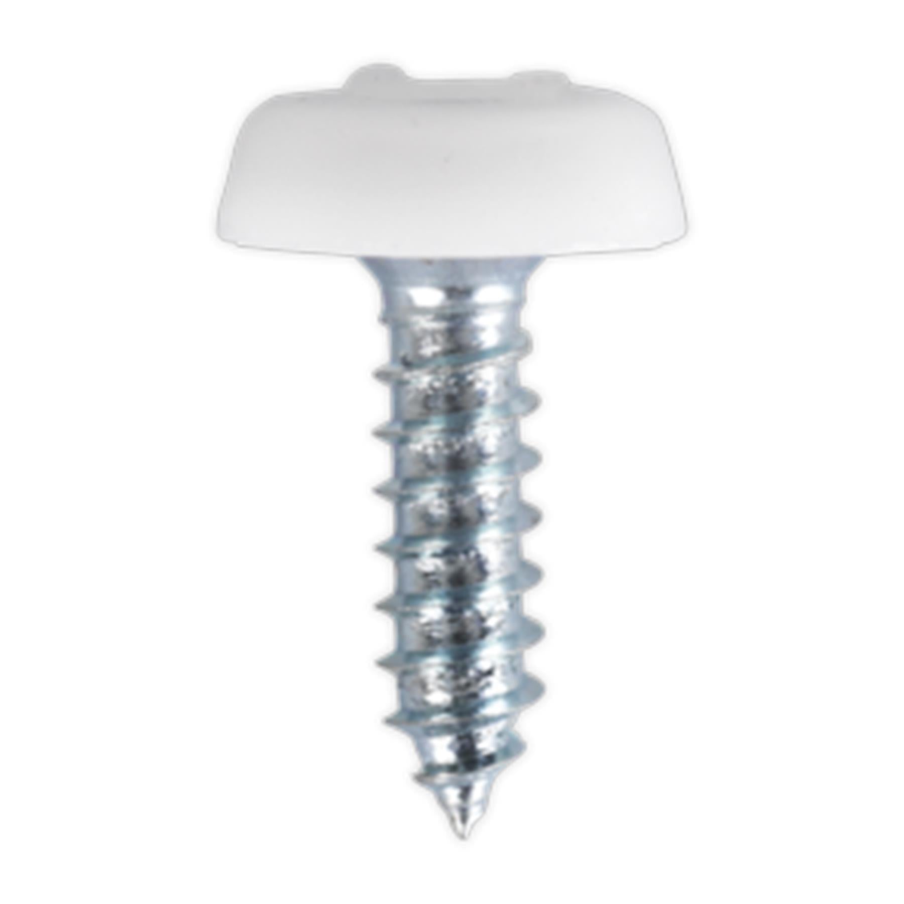 Sealey Numberplate Screw Plastic Head 4.8 x 18mm White Pack of 50
