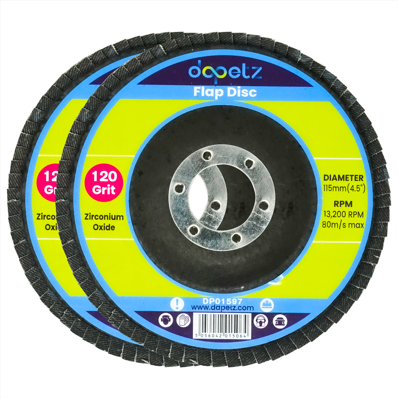 2 x Flap Grinding Sanding Discs 115mm 4.5" 120 Grit Angle Wheel Zircon