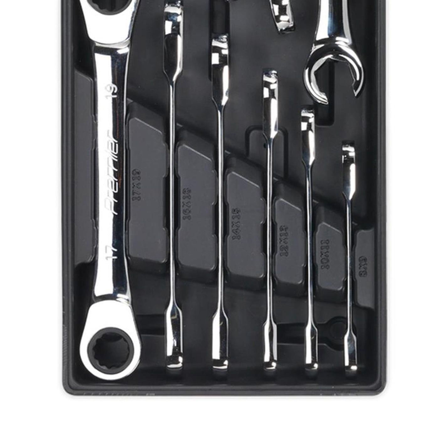 Sealey Tool Tray with Flare Nut & Ratchet Ring Spanner Set 12pc