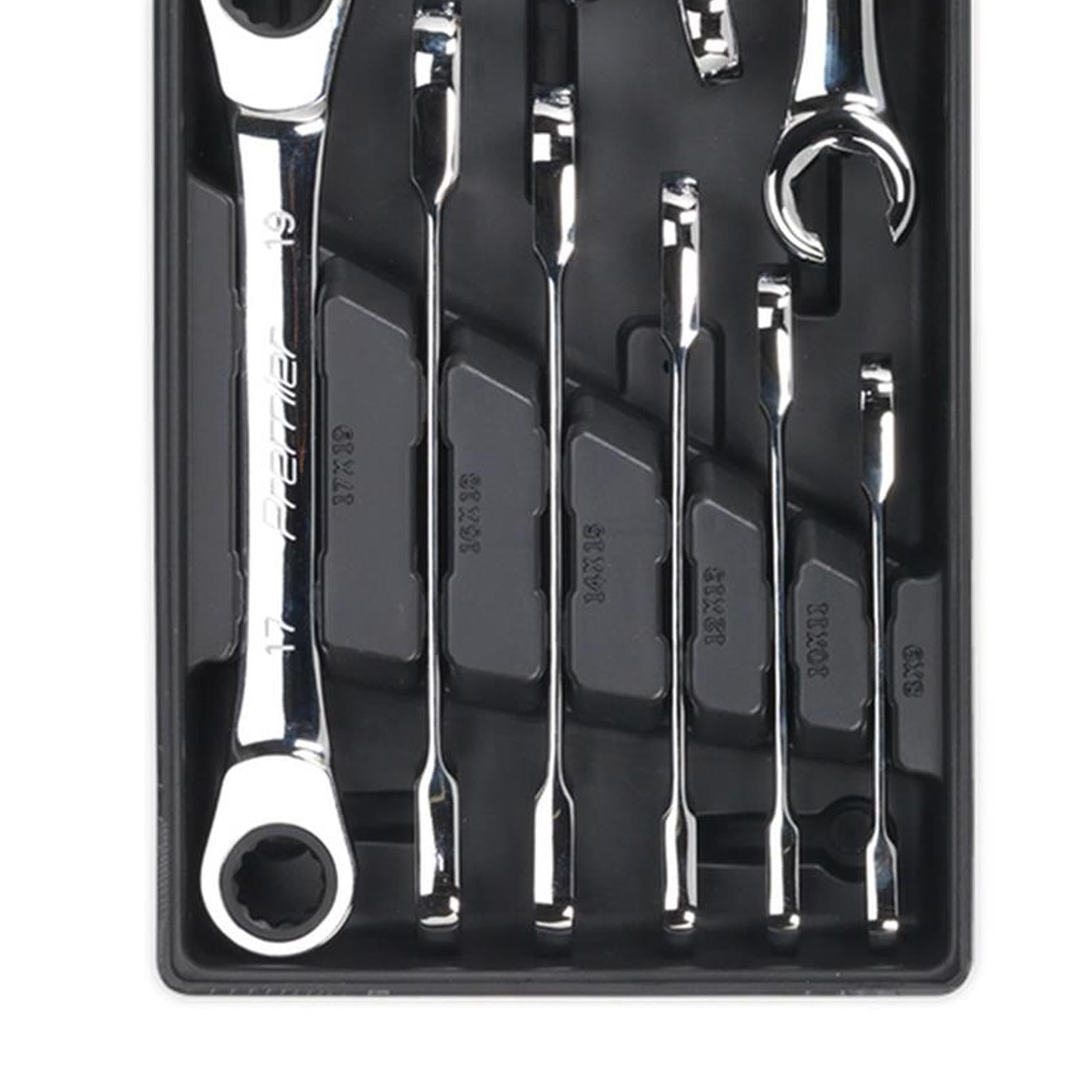 Sealey Tool Tray with Flare Nut & Ratchet Ring Spanner Set 12pc