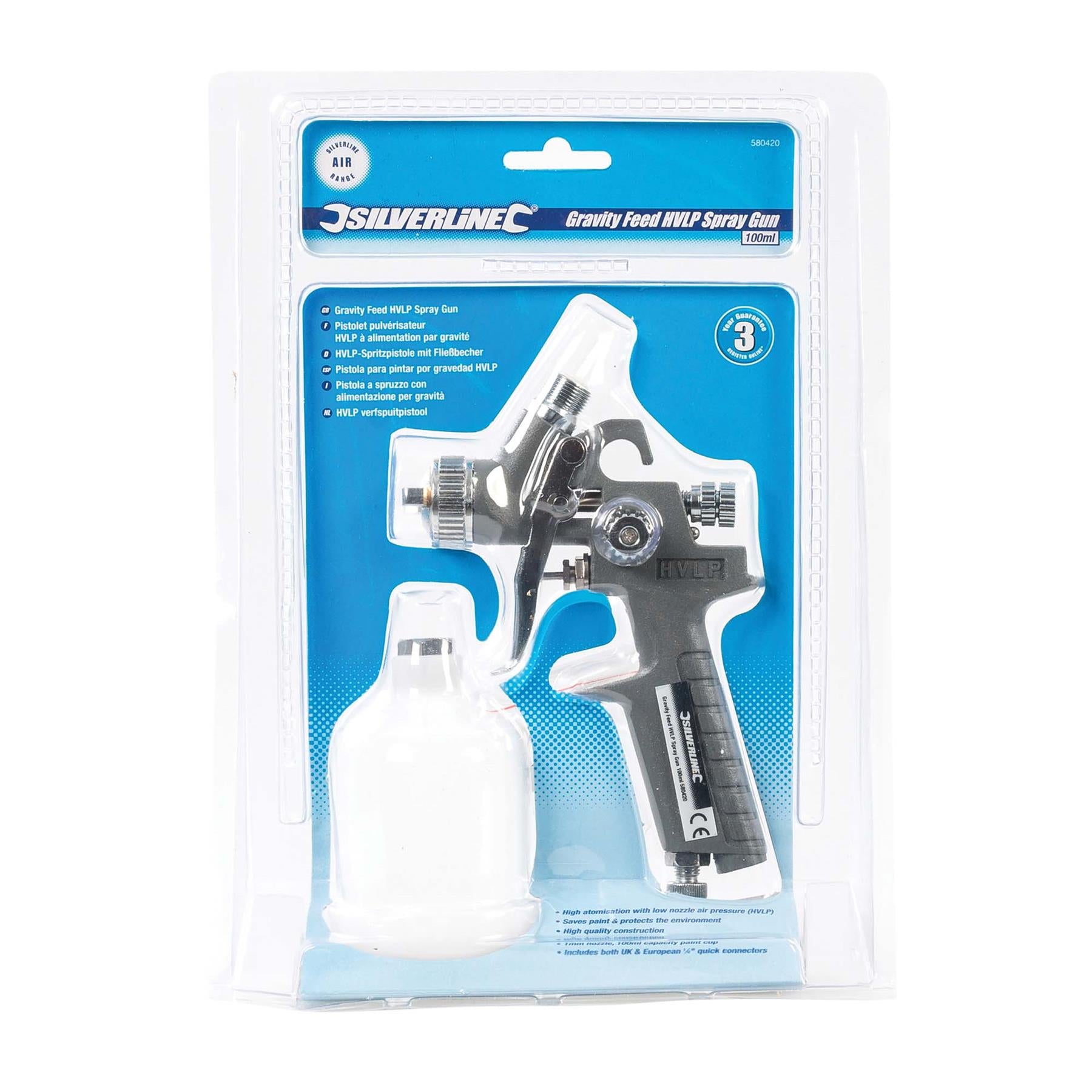 Gravity Feed Hvlp Spray Gun 100ml High Atomisation With Low Nozzle Air Pressure