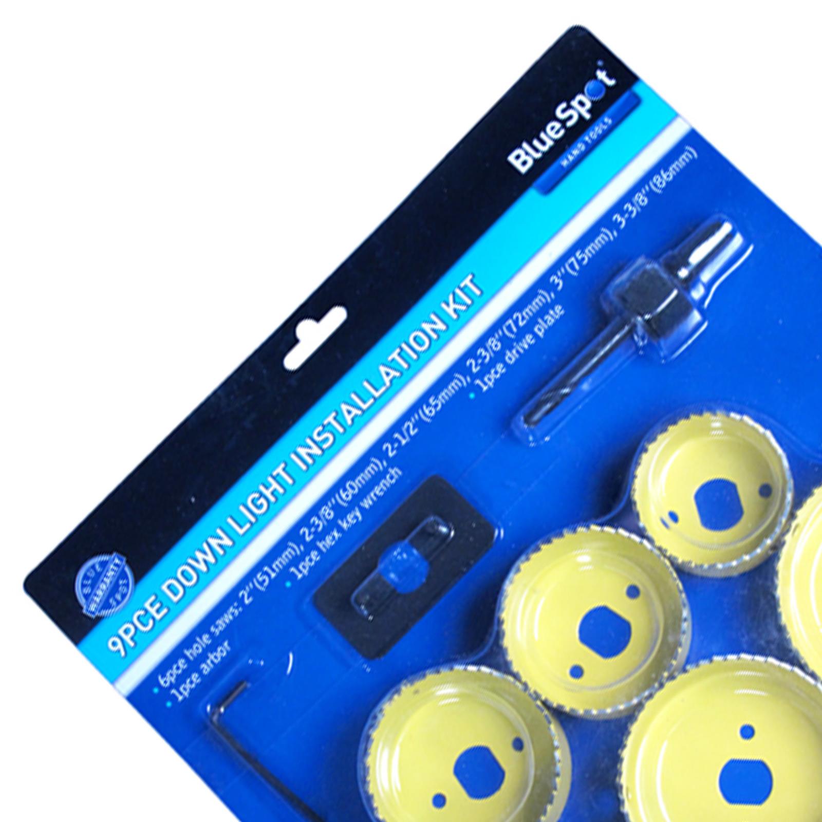 BlueSpot 9PCE Downlight Installation Kit (51-86mm) Multiple Size Holesaws For Downlight