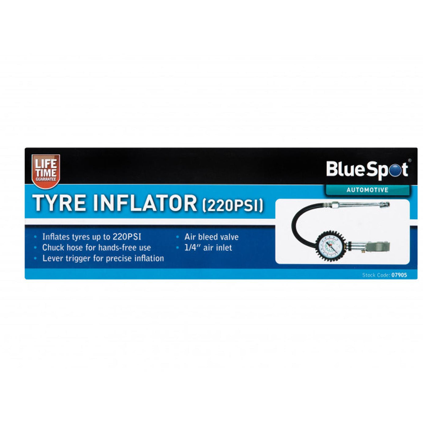 BlueSpot Tyre Pressure Gauge Inflator Air Line Pump Car Van Meter Tester Dial Bar 220 PSI