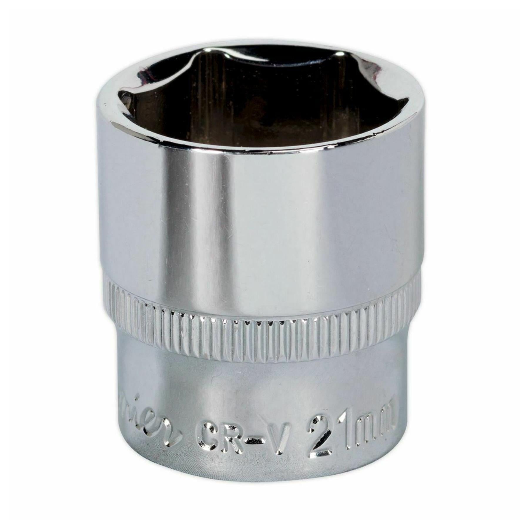 Sealey WallDrive Socket 21mm 3/8"Sq Drive Fully Polished