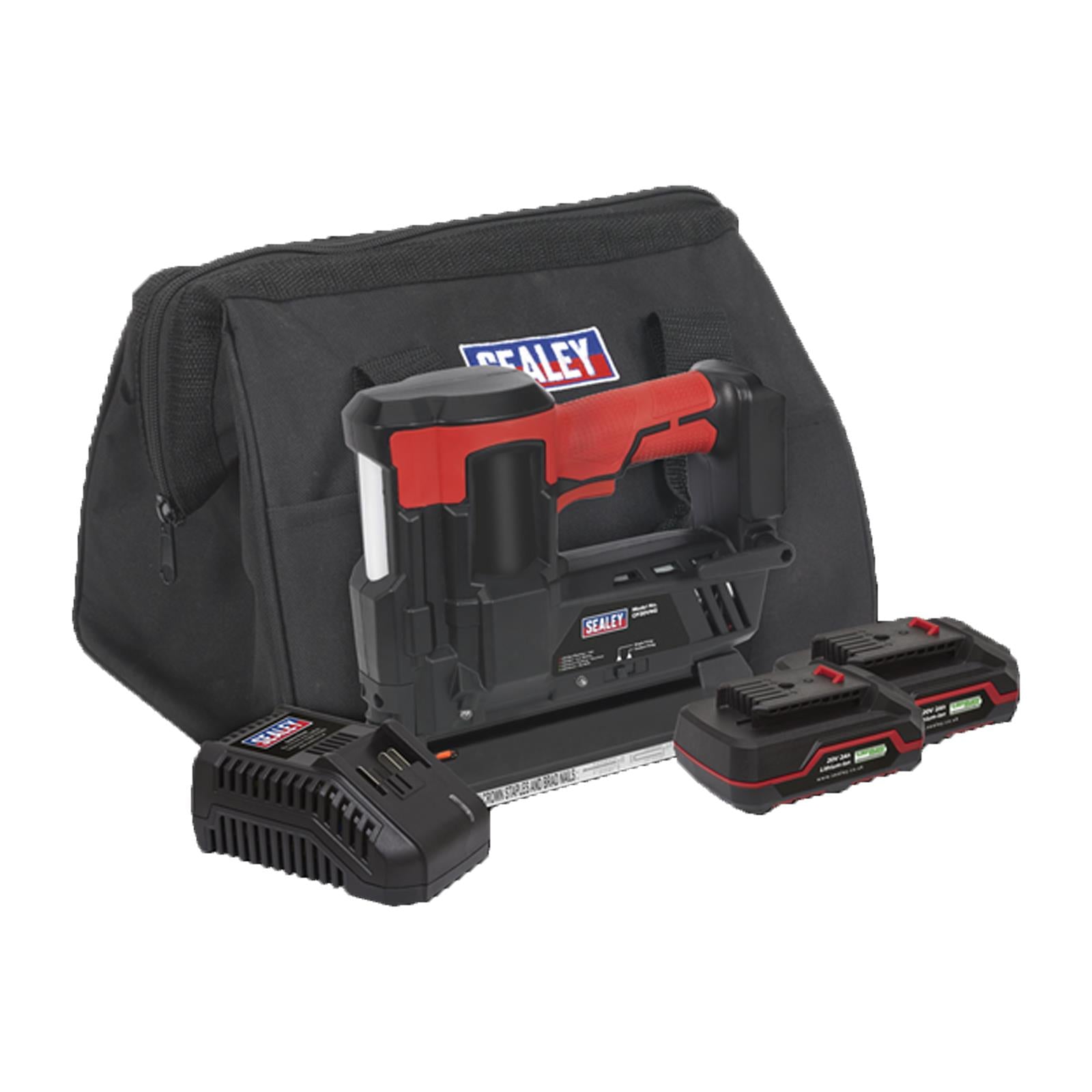 Cordless Staple/Nail Gun Kit From Sealey 18G 20V - 2 Batteries