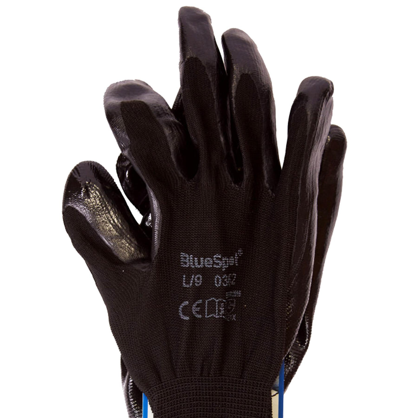 BlueSpot 1 pair Nitrile / Latex Coated Work Gloves Mens Builders Gardening Grip