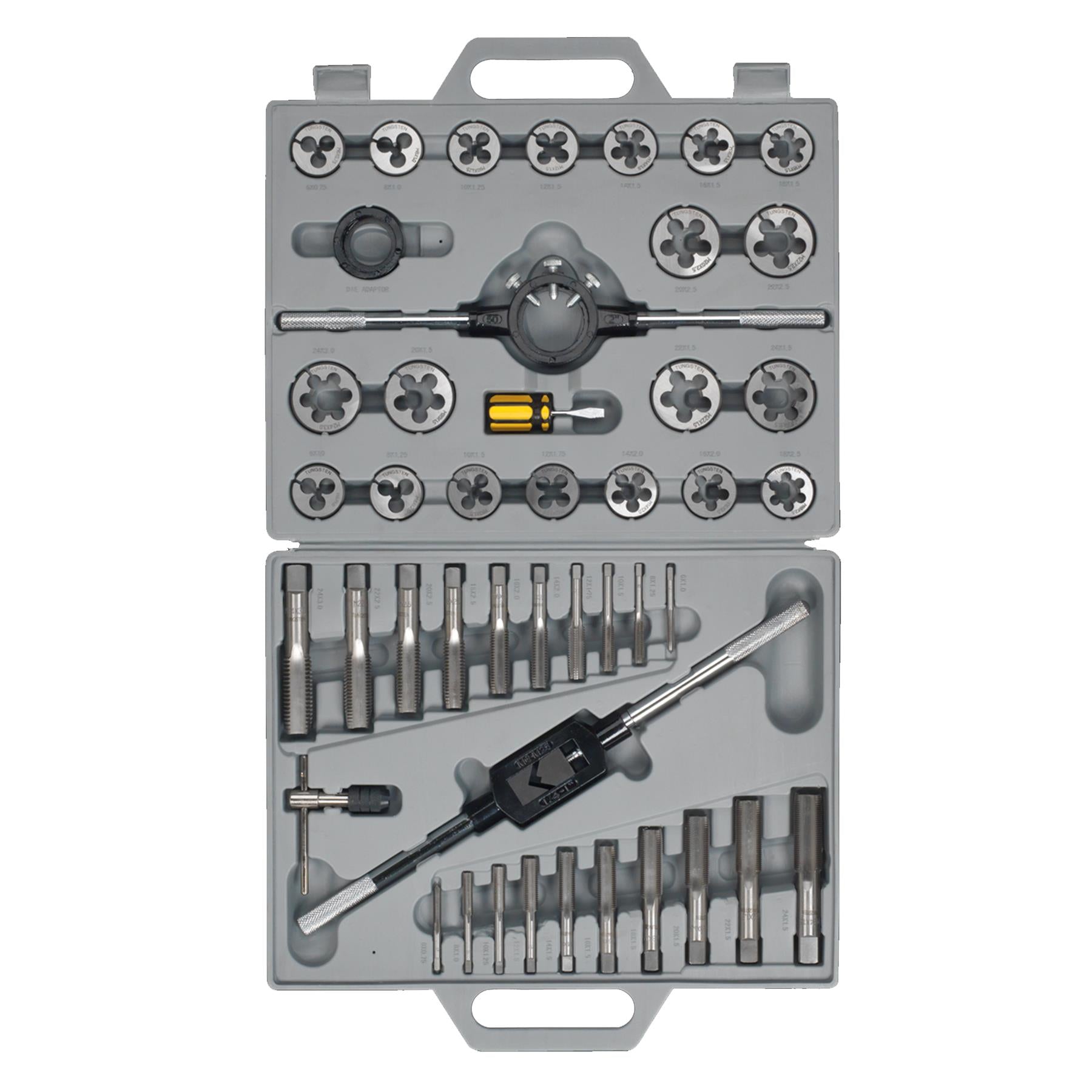 Sealey 45pc Tap and Die Set Split Dies Metric Thread Cutting Tool M6 - M24 Steel