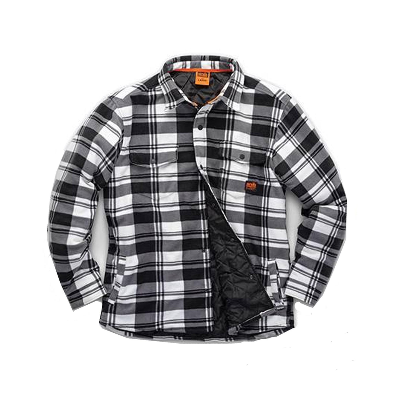 Scruffs T55354 Worker Padded Checked Thick Over Shirt Black and White M