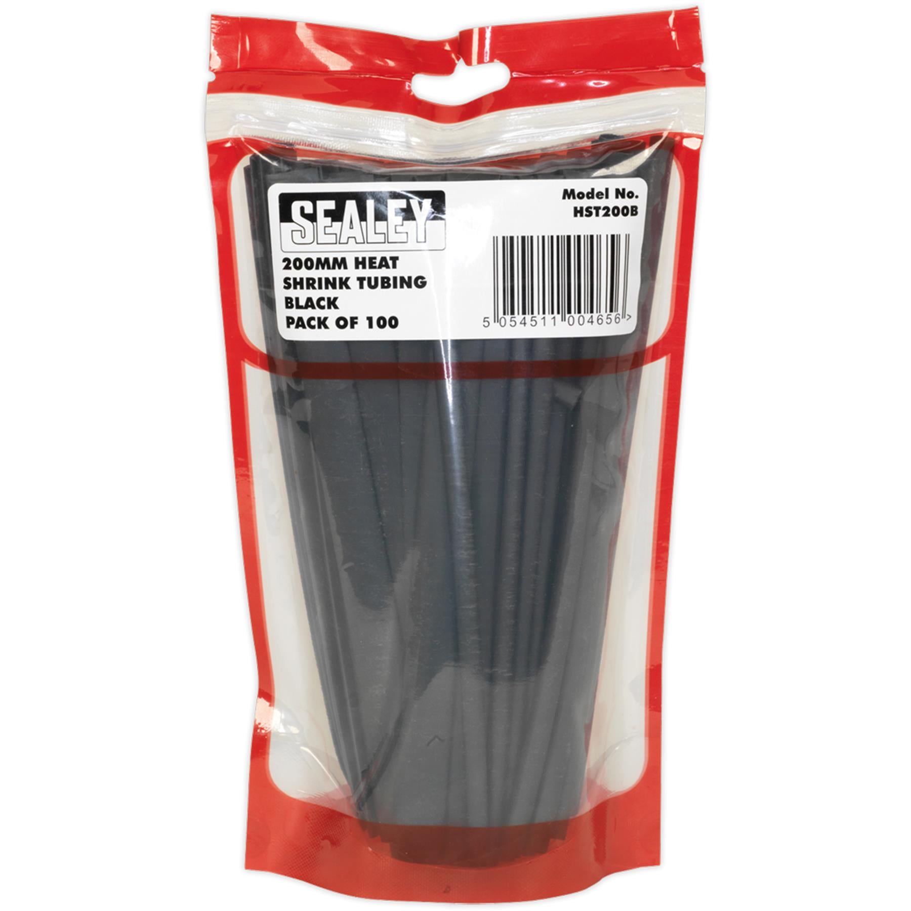 Sealey Heat Shrink Tubing Black 200mm 100pc