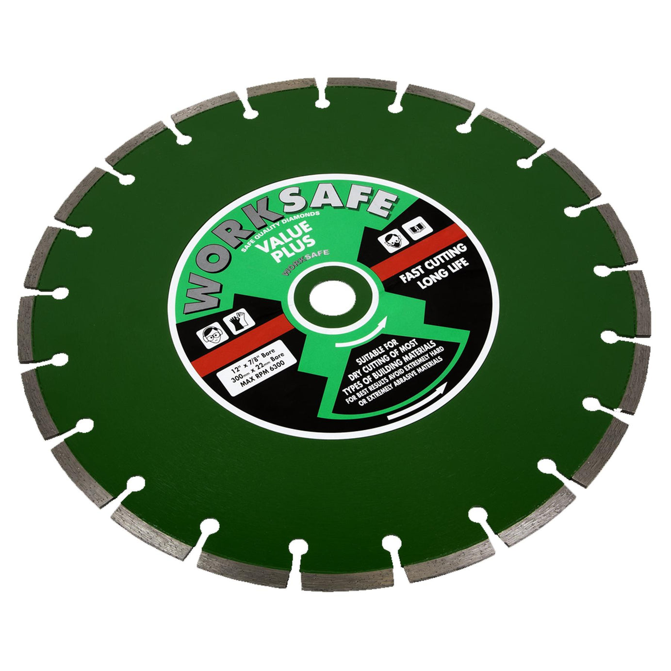 Value Plus Diamond Blade 300 x 22mm. cutting hard and medium materials   Sealey