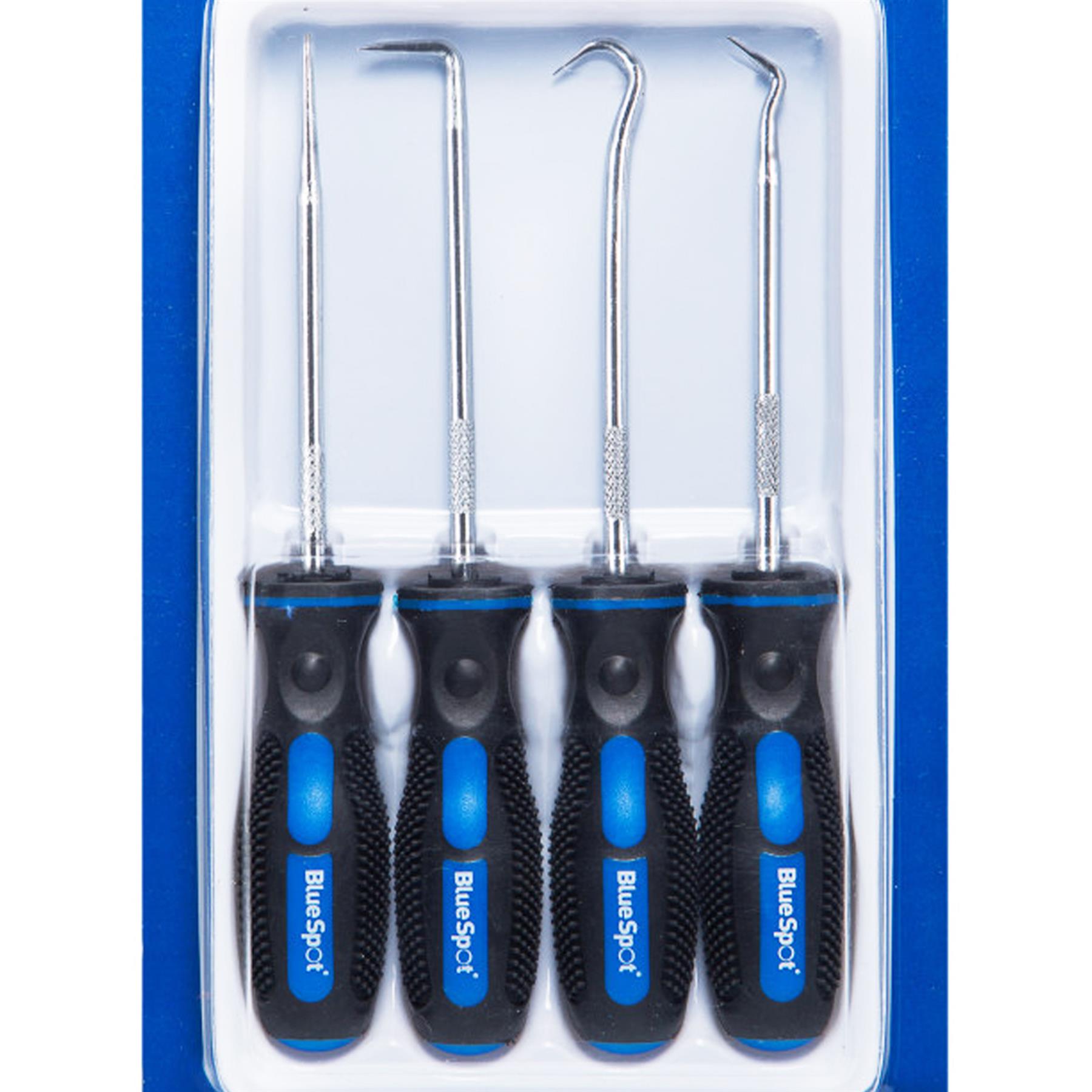 BlueSpot 4pc Pick And Hook Probe Set O Ring Seal Remover With Soft Anti Slip