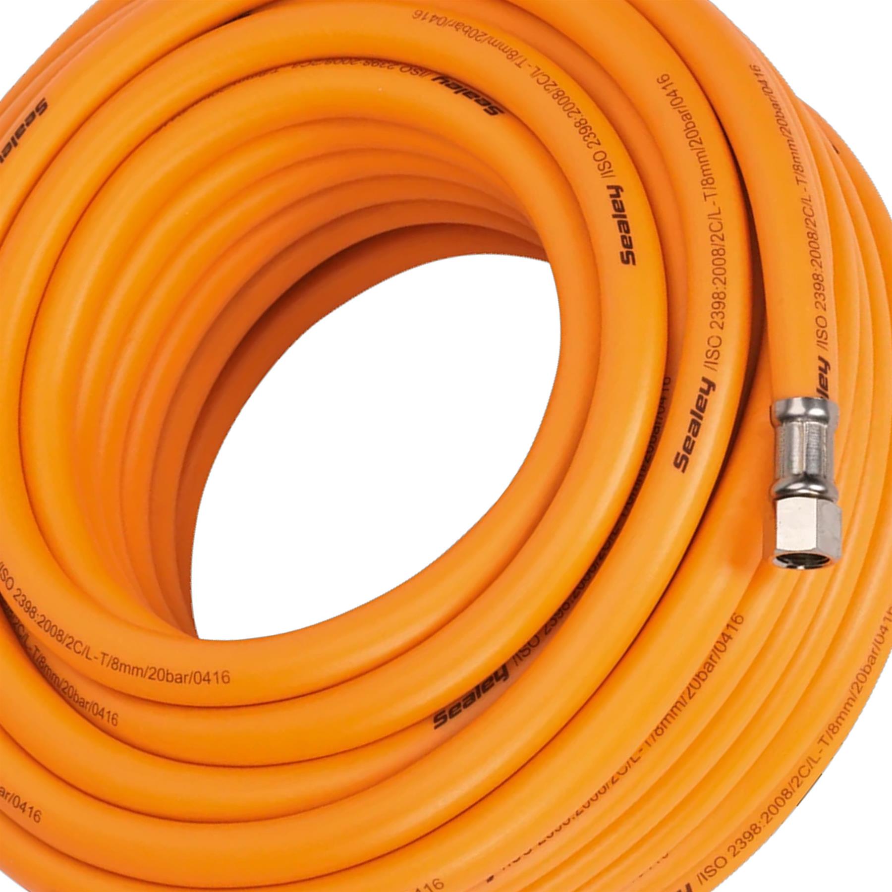 Sealey Air Hose 20m x 8mm Hybrid High-Visibility 1/4"BSP Unions