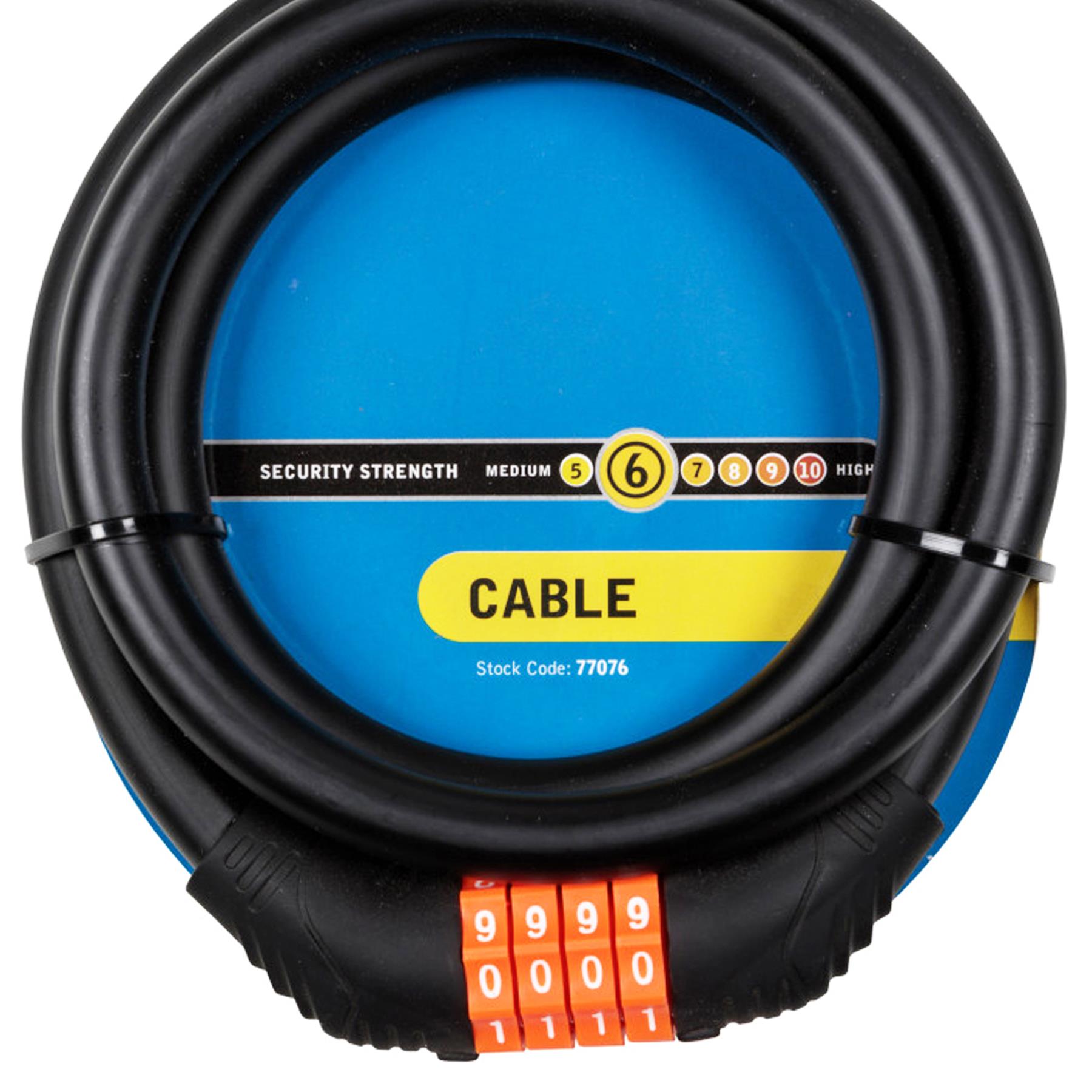 BlueSpot 4 Digit Combination Steel Cable Lock Bicycle 1m x 12mm