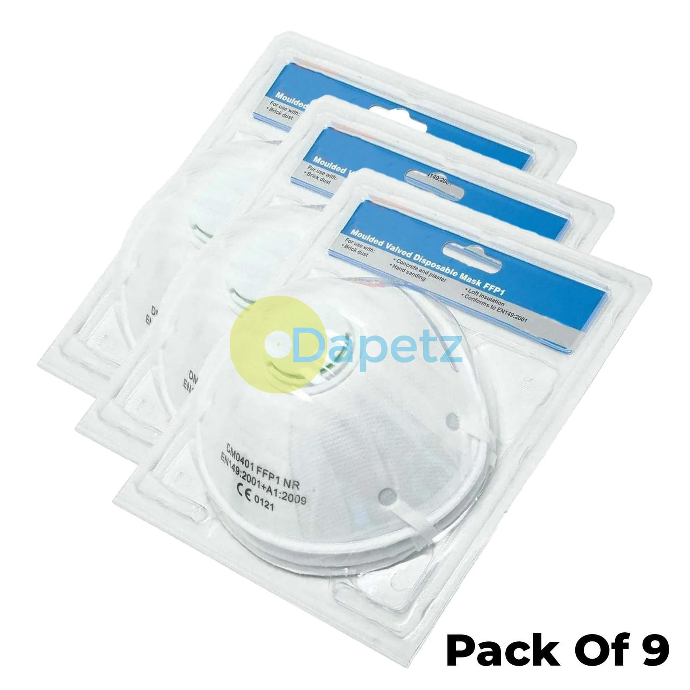 Disposable Face Mask Dust Respirator Moulded Valved FFP1 N80 Protection 9 Pcs