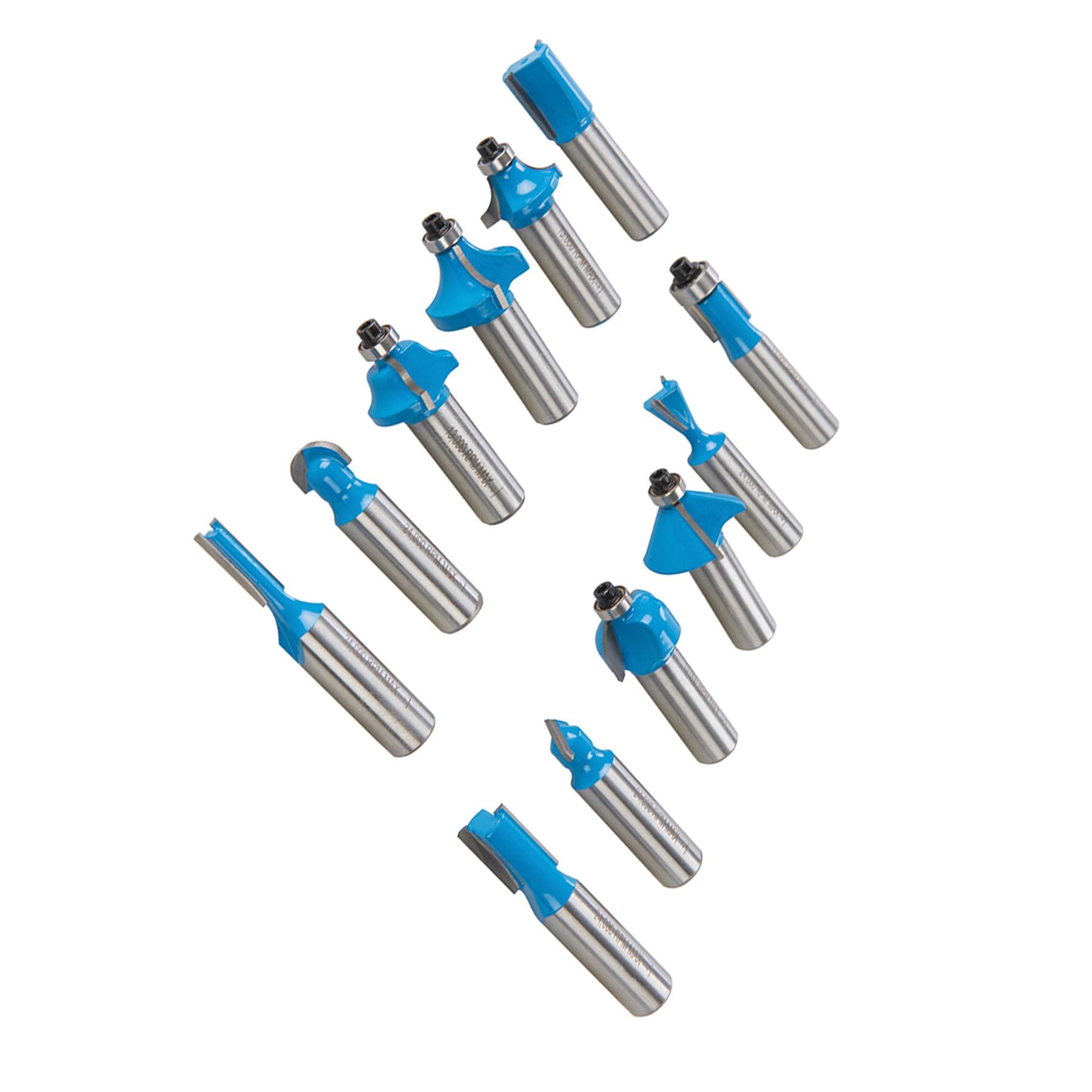 12Pce TCT Router Bit Set 12mm Striaght Grooving Dovetail Chamfer Flush Rounding