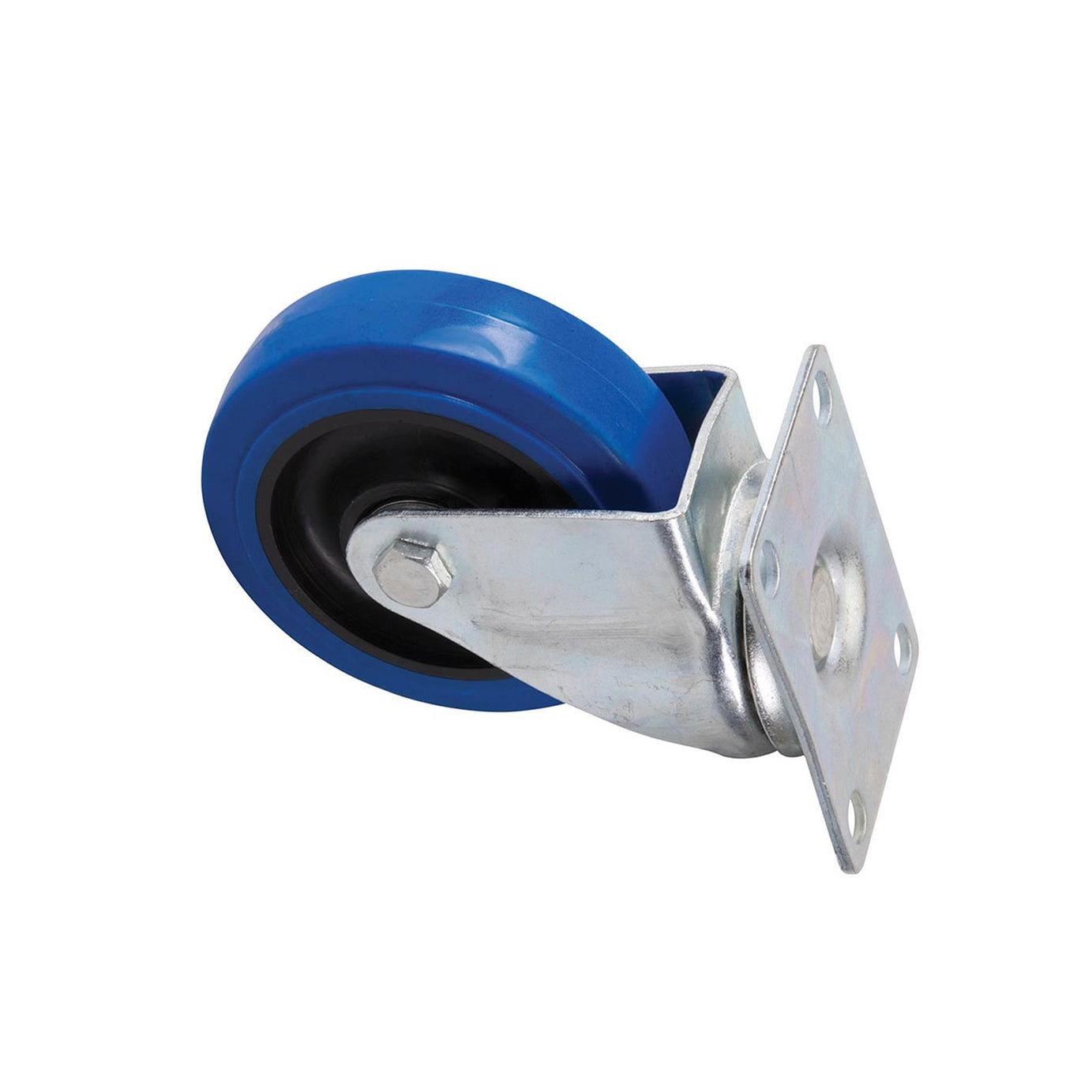 100mm Elastic Rubber SWIVEL & BRAKE Castor Wheel -140KG Limit- Non-Marking Tyre