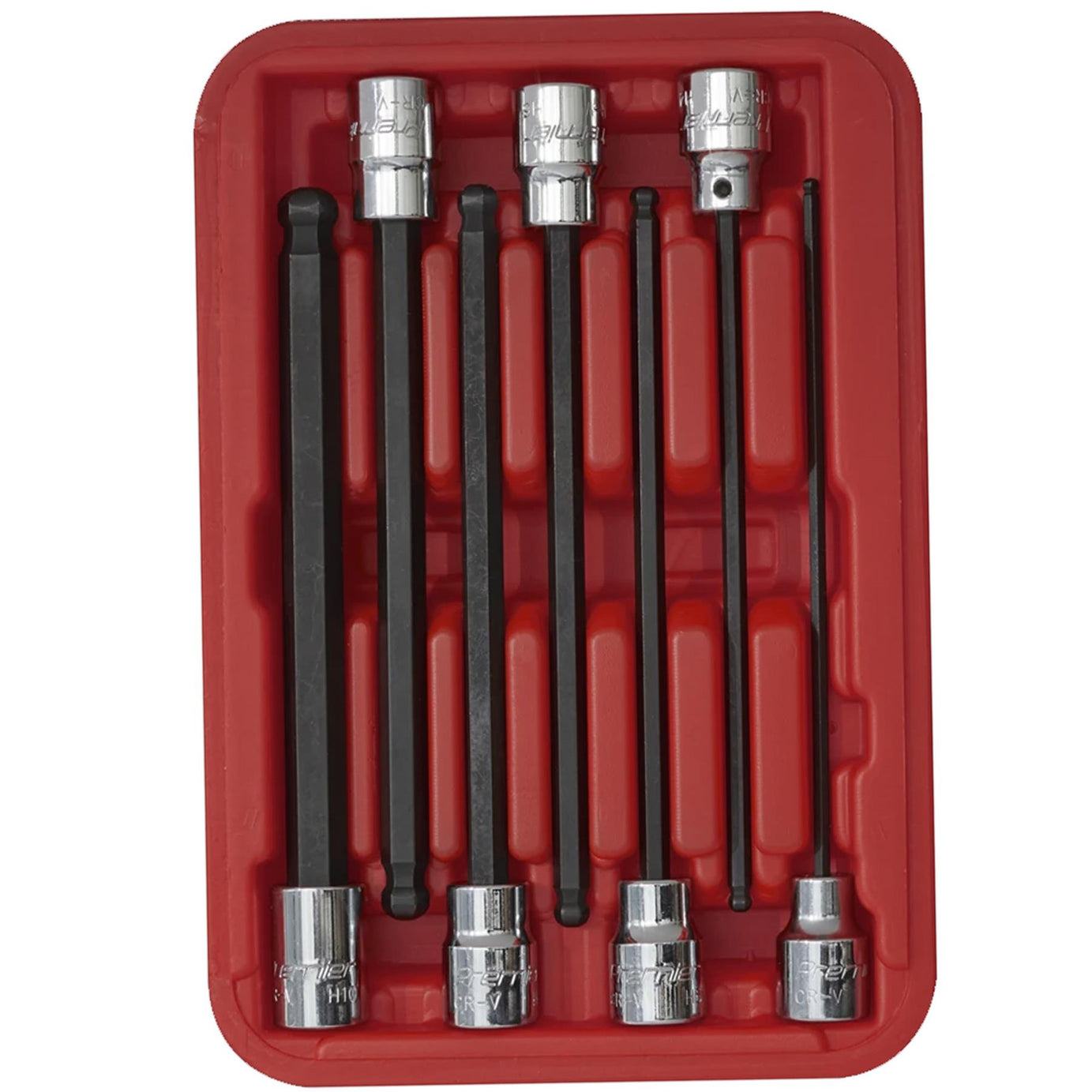 Sealey Ball-End Hex Socket Bit Set 7pc 3/8"Sq Drive 150mm Metric