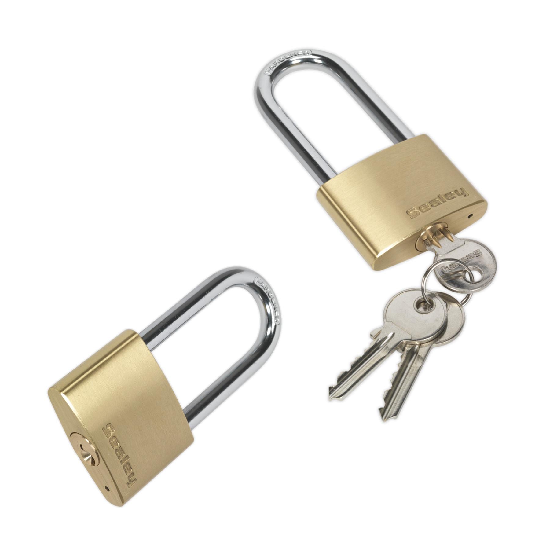 Sealey Brass Body Padlock Long Shackle 50mm